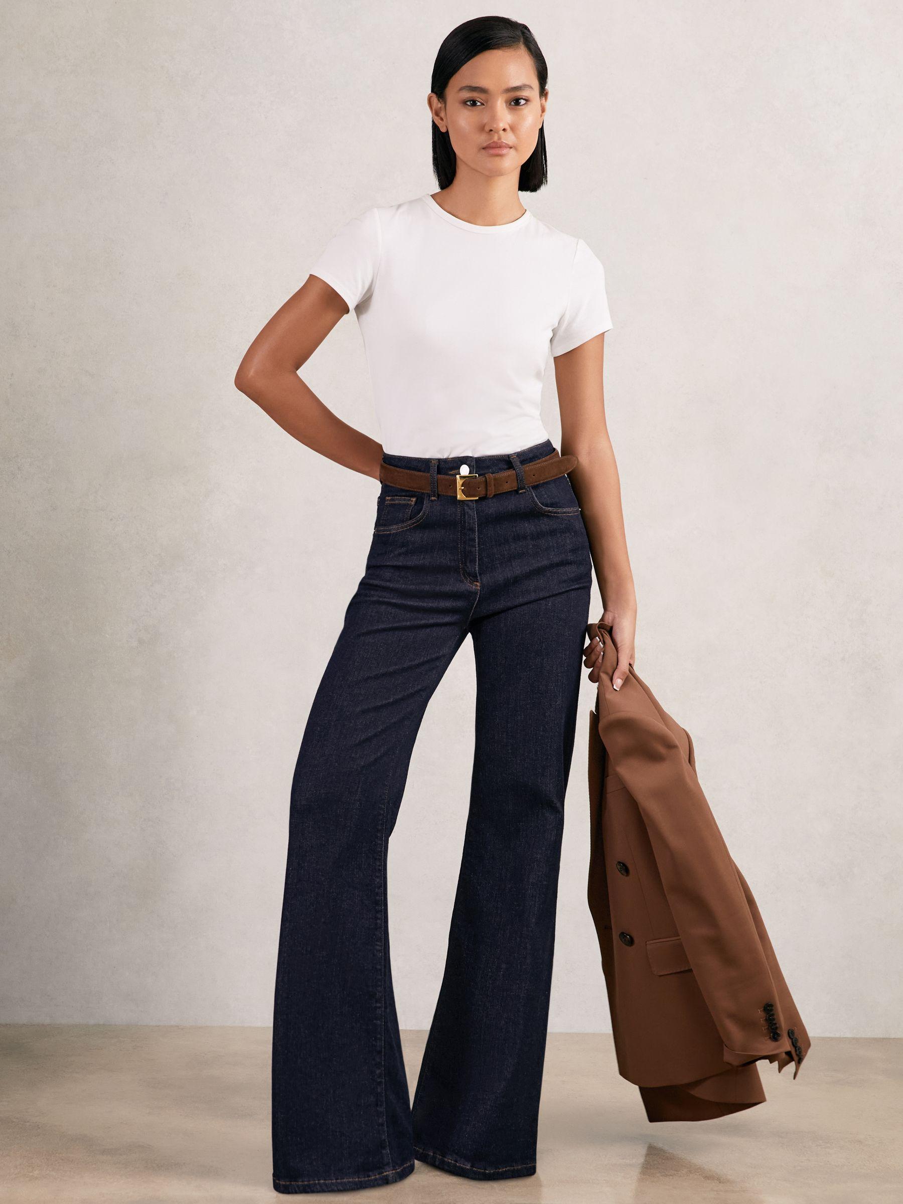 Petite Mid-Rise Straight-Leg Jeans in Mid Blue Product Image