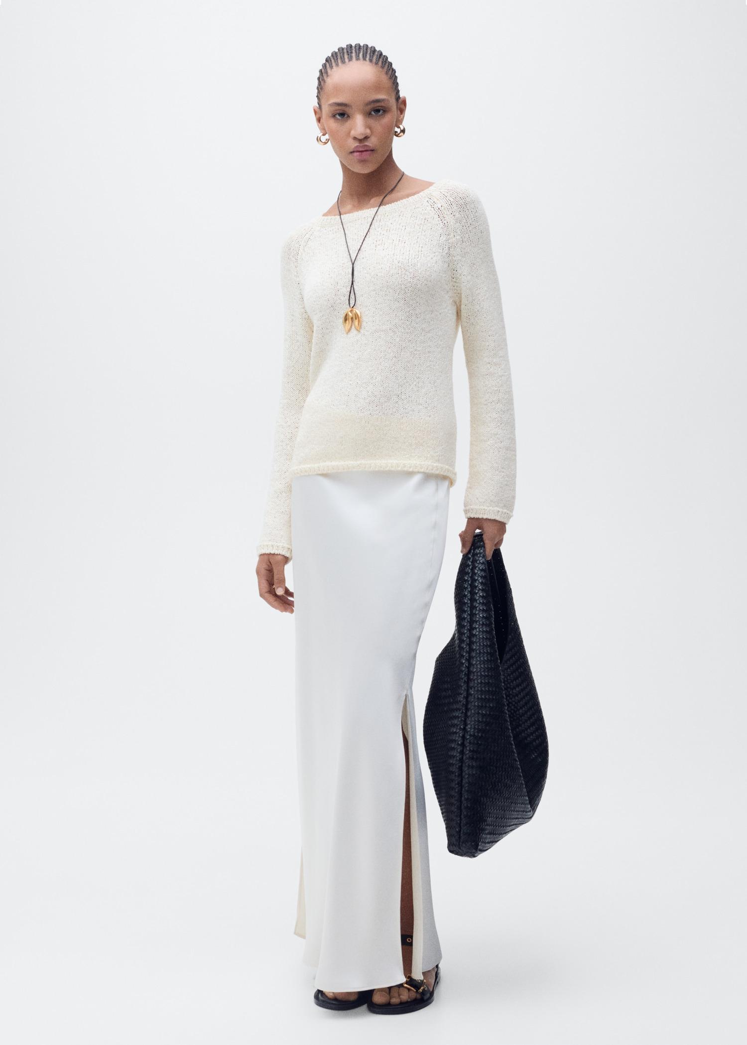 Round-neck crochet sweater - Women | MANGO USA Product Image