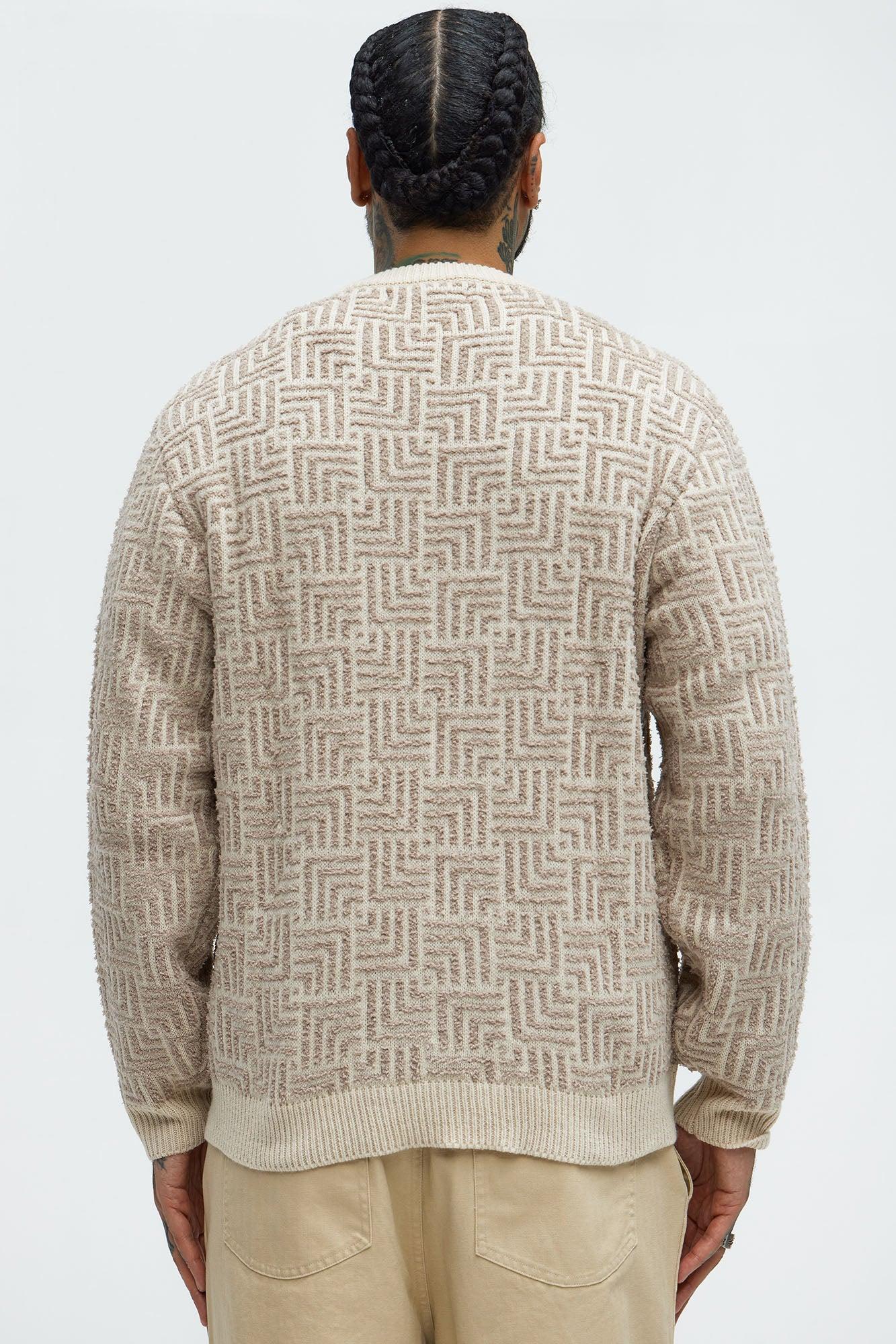 Runnin Up Numbers Crewneck Sweater - Taupe Product Image