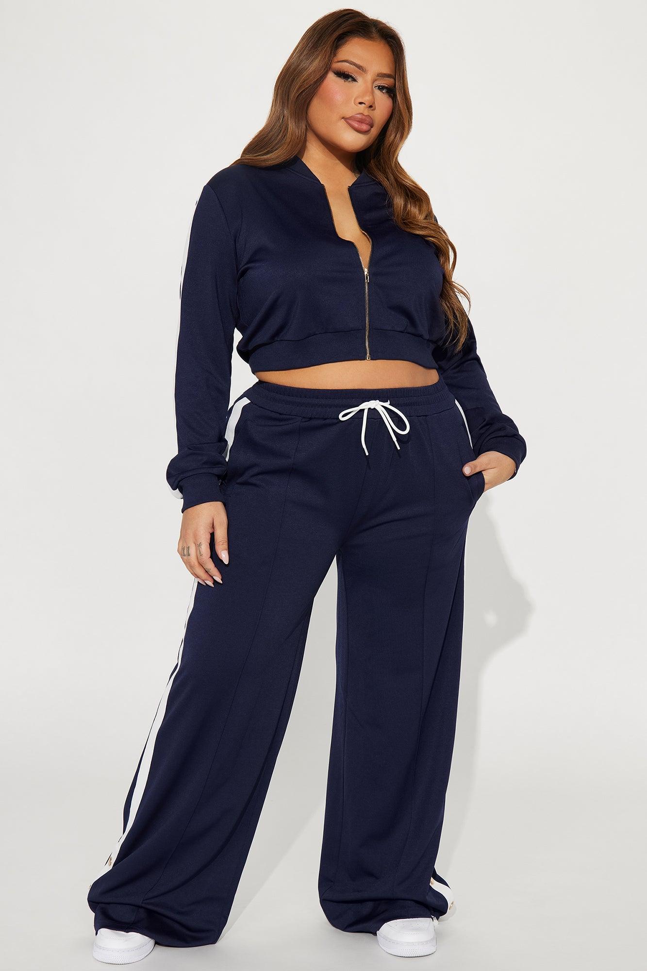 Hanging Out Later Track Pant Set - Navy Product Image