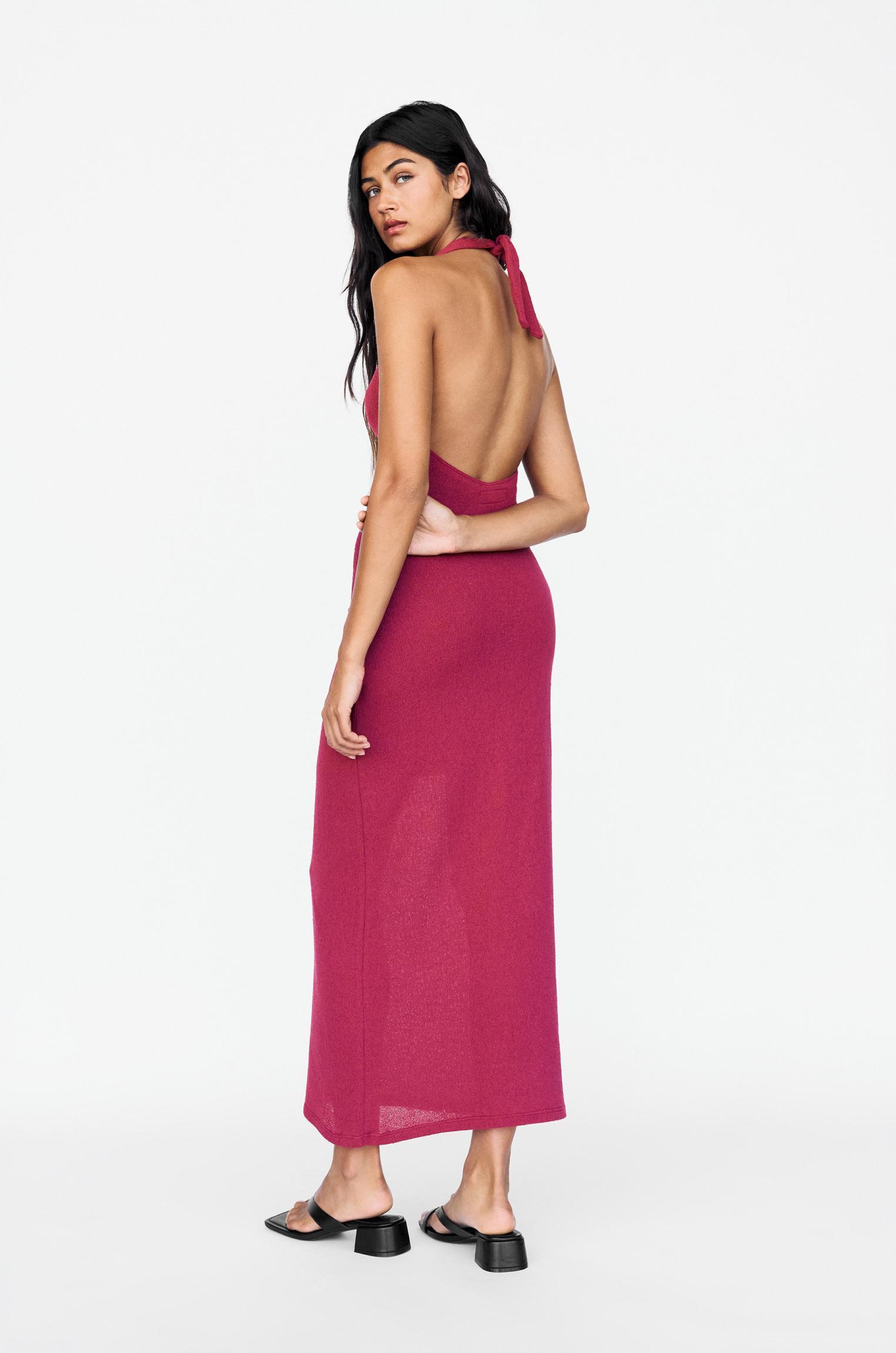 Knit racer-neck midi dress Product Image