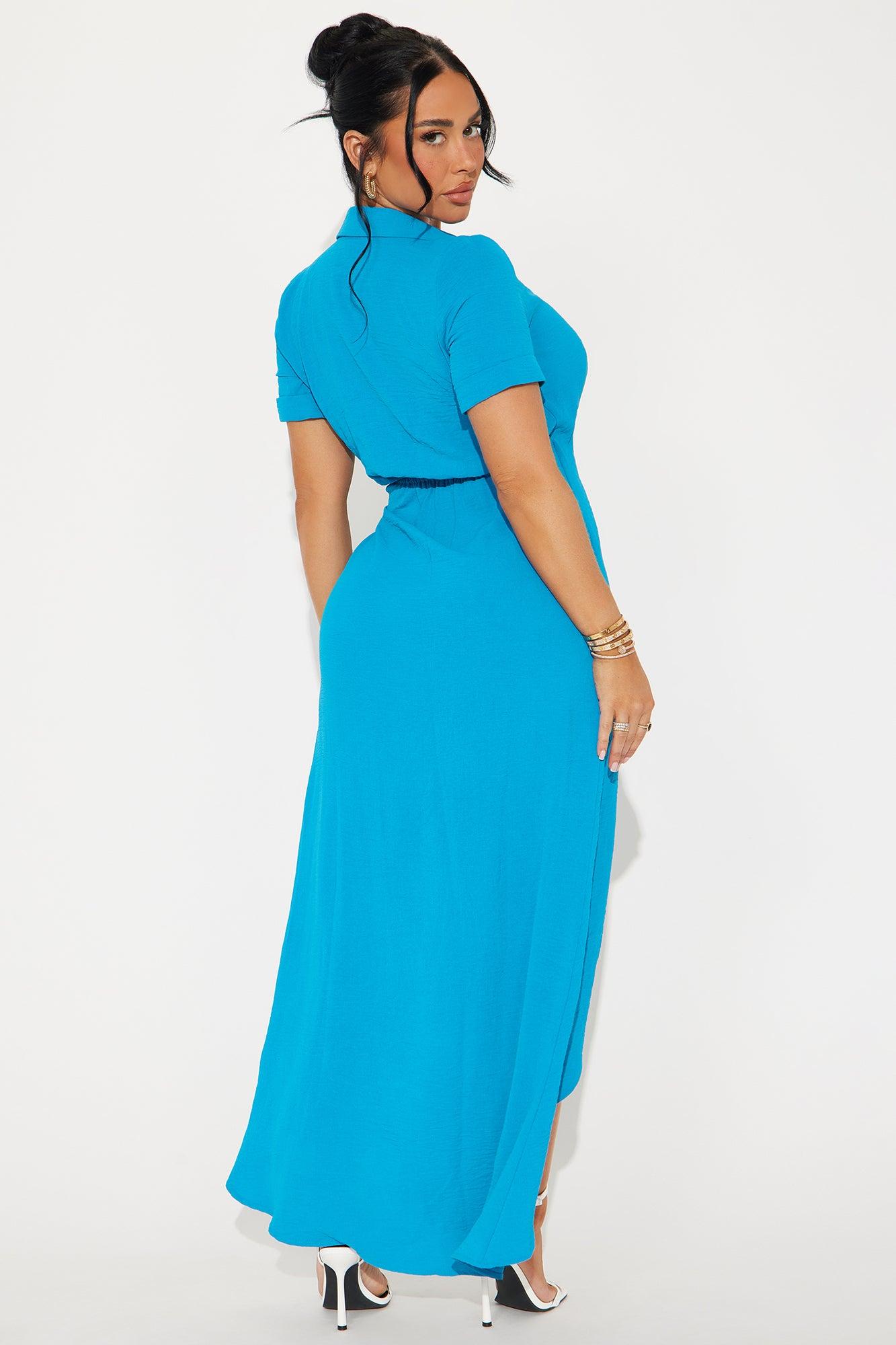 Nina Surplice Maxi Dress - Blue Product Image
