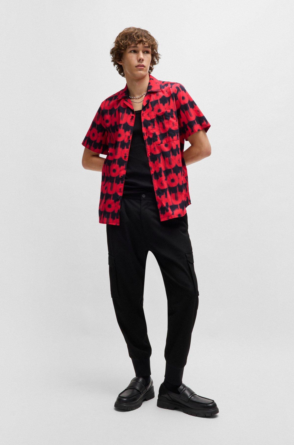 Relaxed-fit shirt in cotton with smoke-logo print Product Image