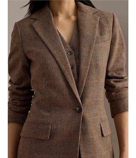 Lauren Ralph Laure Glen Plaid Cotton Blend Notch Lapel Long Sleeve Coordinating Blazer Product Image