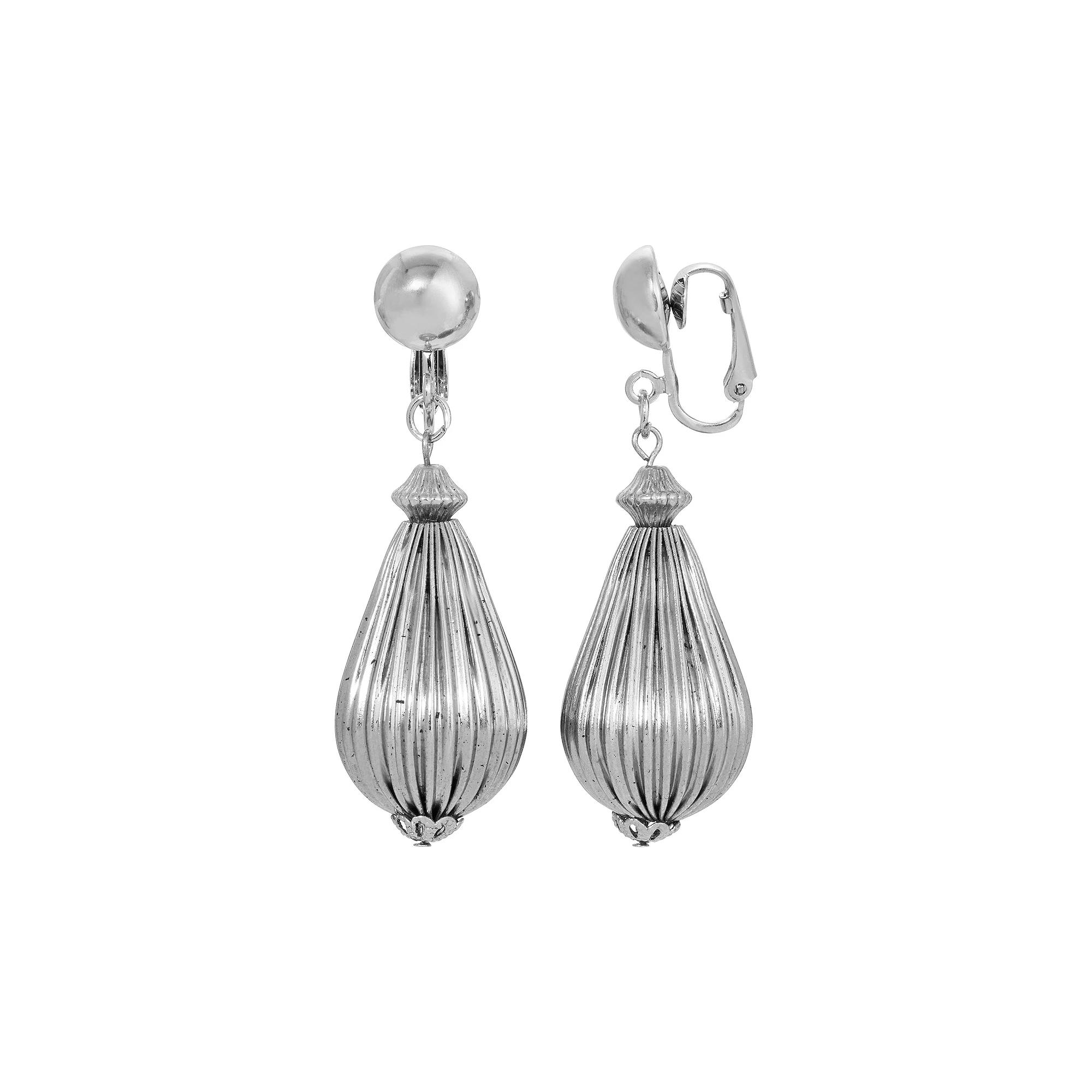 1928 Fluted Bead Clip-On Earrings, Womens, Gold Tone Product Image