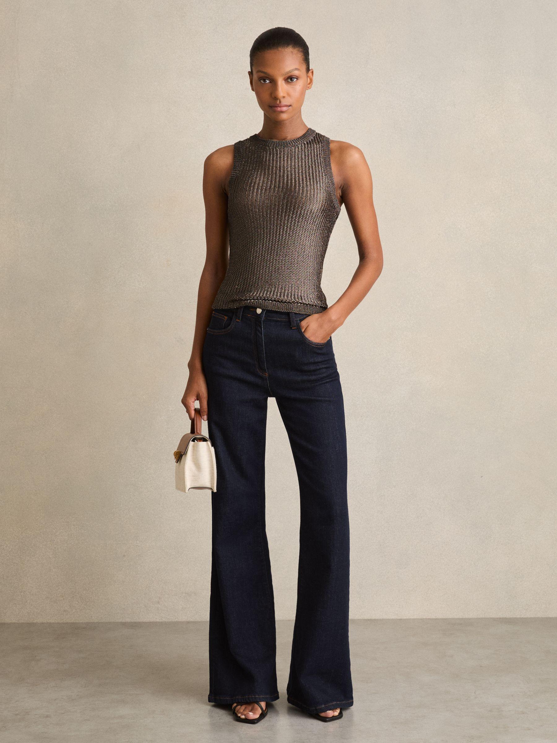 Metallic Knit Vest in Gunmetal Product Image