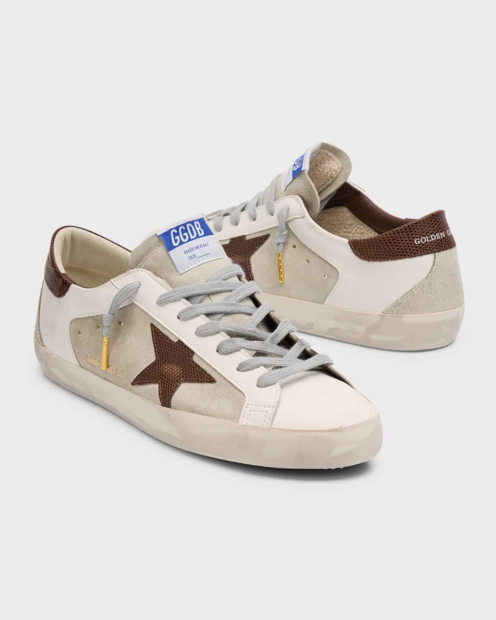 Men's Super-Star Leather Low-Top Sneakers with Lizard-Effect Product Image