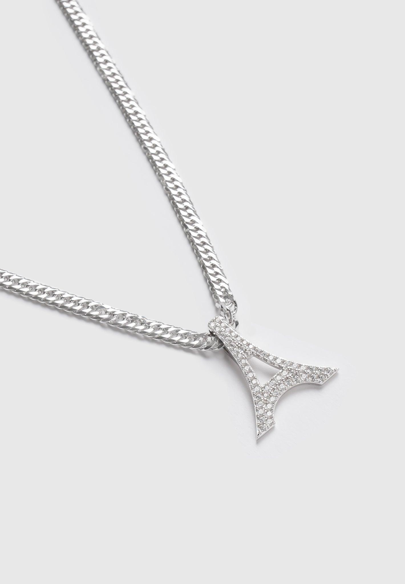 Sterling Silver Iced Eiffel Pendant Necklace - Silver Unisex Product Image
