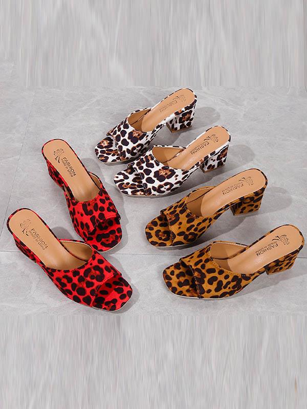 Leopard Open Toe Pumps Sandals Slippers Product Image