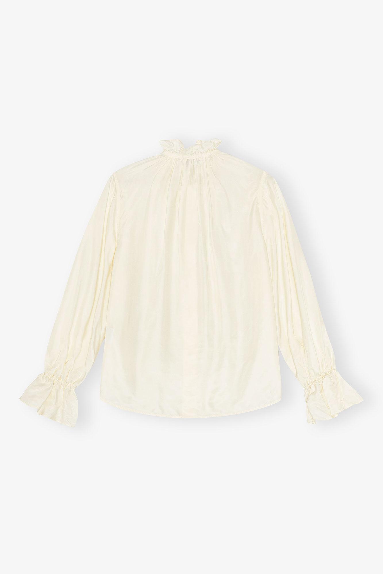 Ivory Fluid Cupro Tie Shirt Product Image