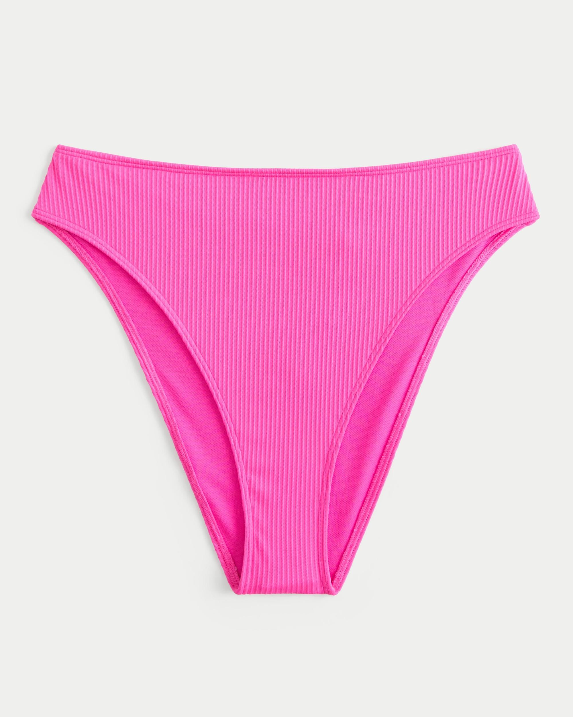 Curvy High-Leg High-Waist Ribbed Cheeky Bikini Bottom Product Image
