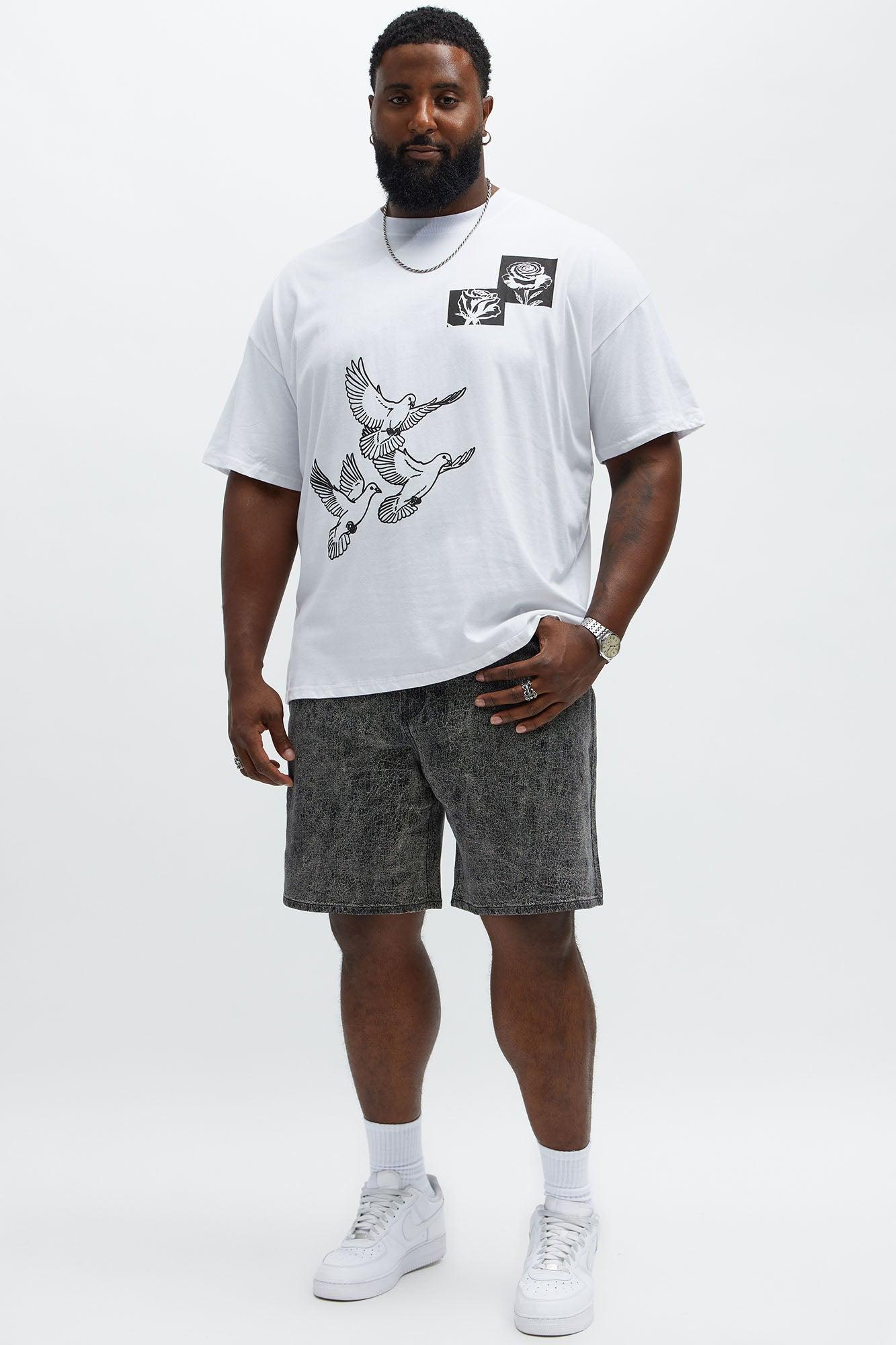 Relaxed Crack The Code Denim Shorts - Grey Male Product Image