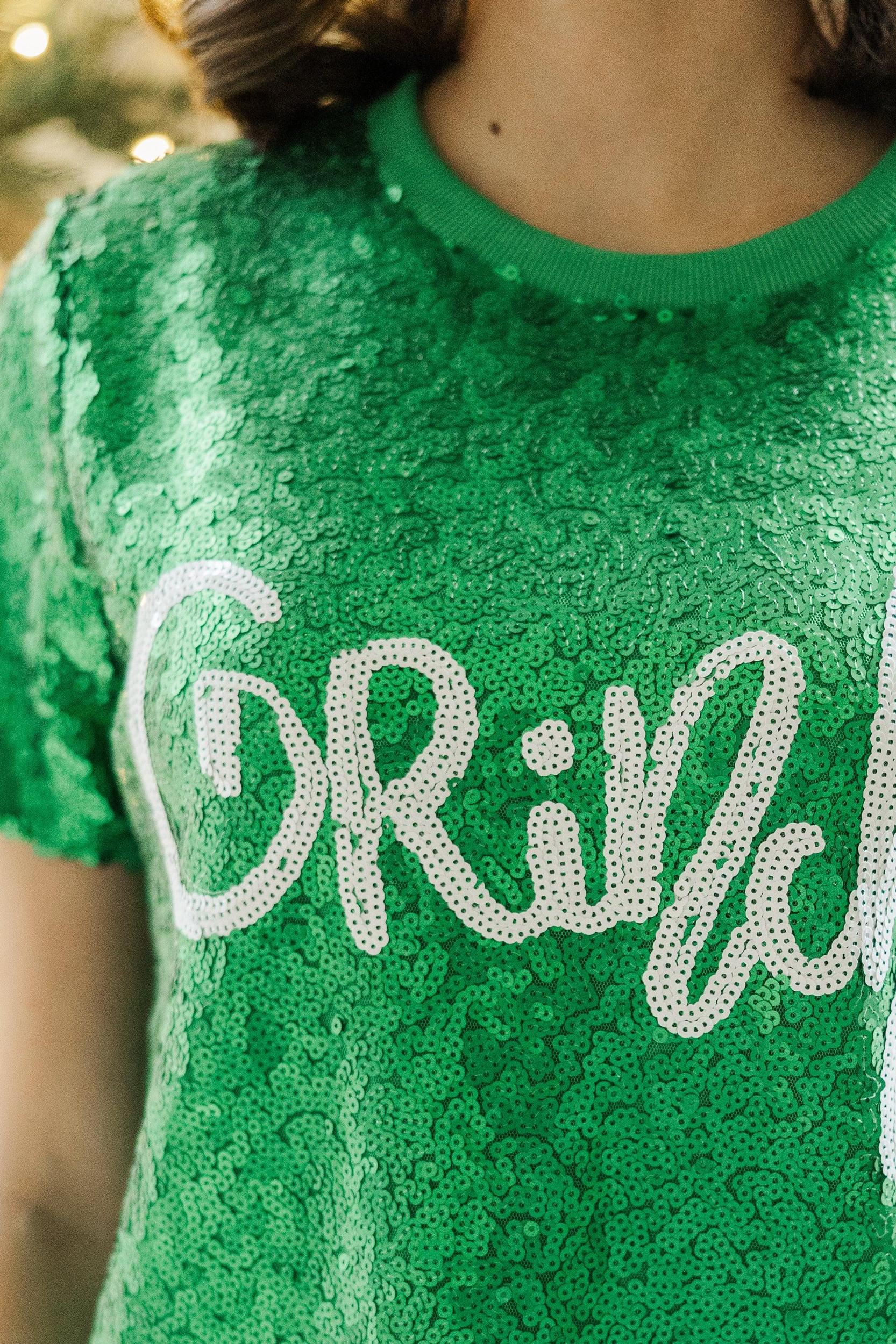 Feeling Grinchy Green Sequin Tee Female Product Image