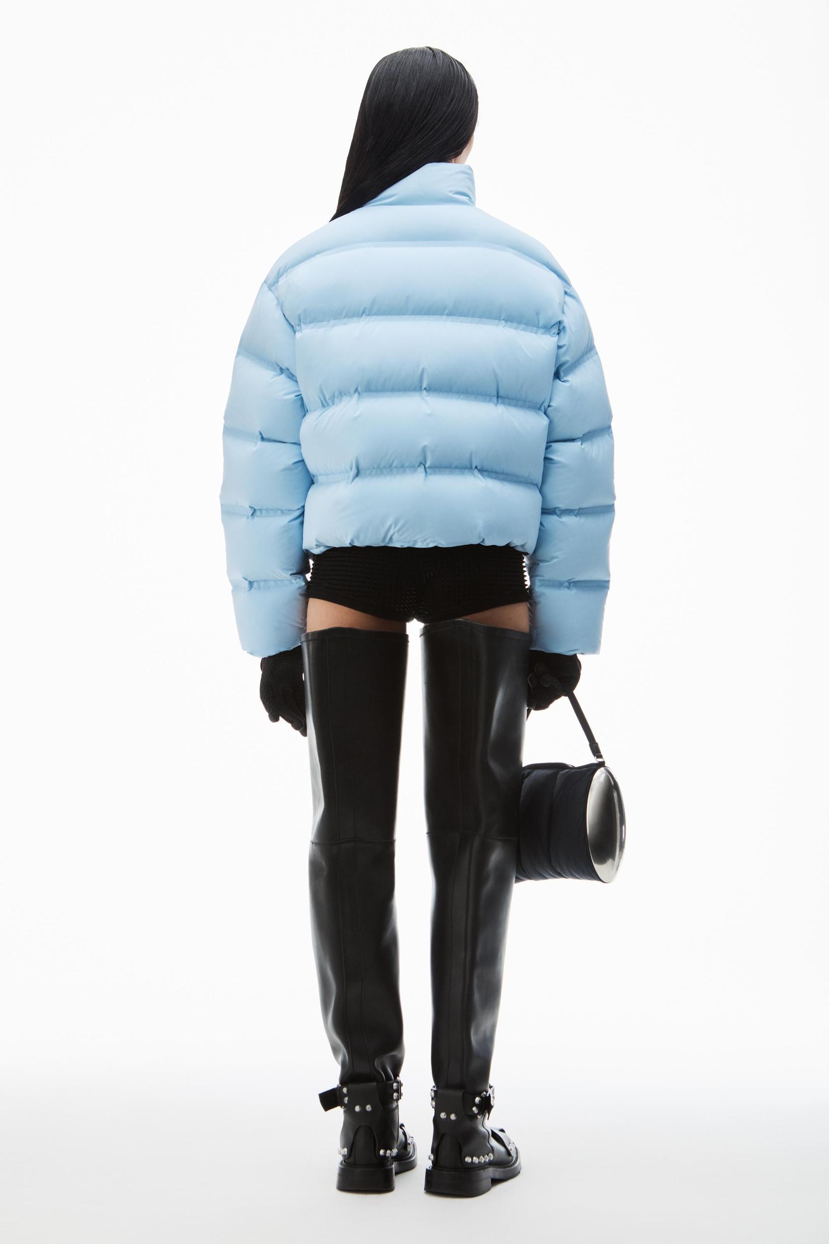 Cropped Puffer Coat With Reflective Logo Product Image
