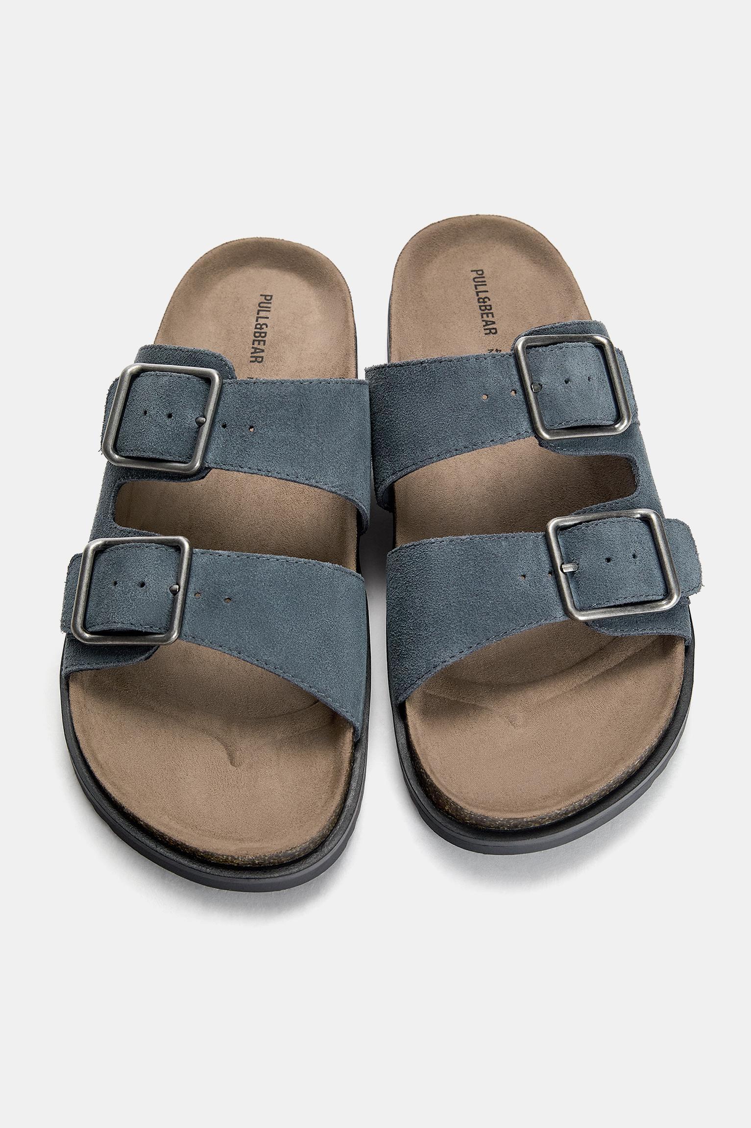 Leather sandals with buckle Product Image
