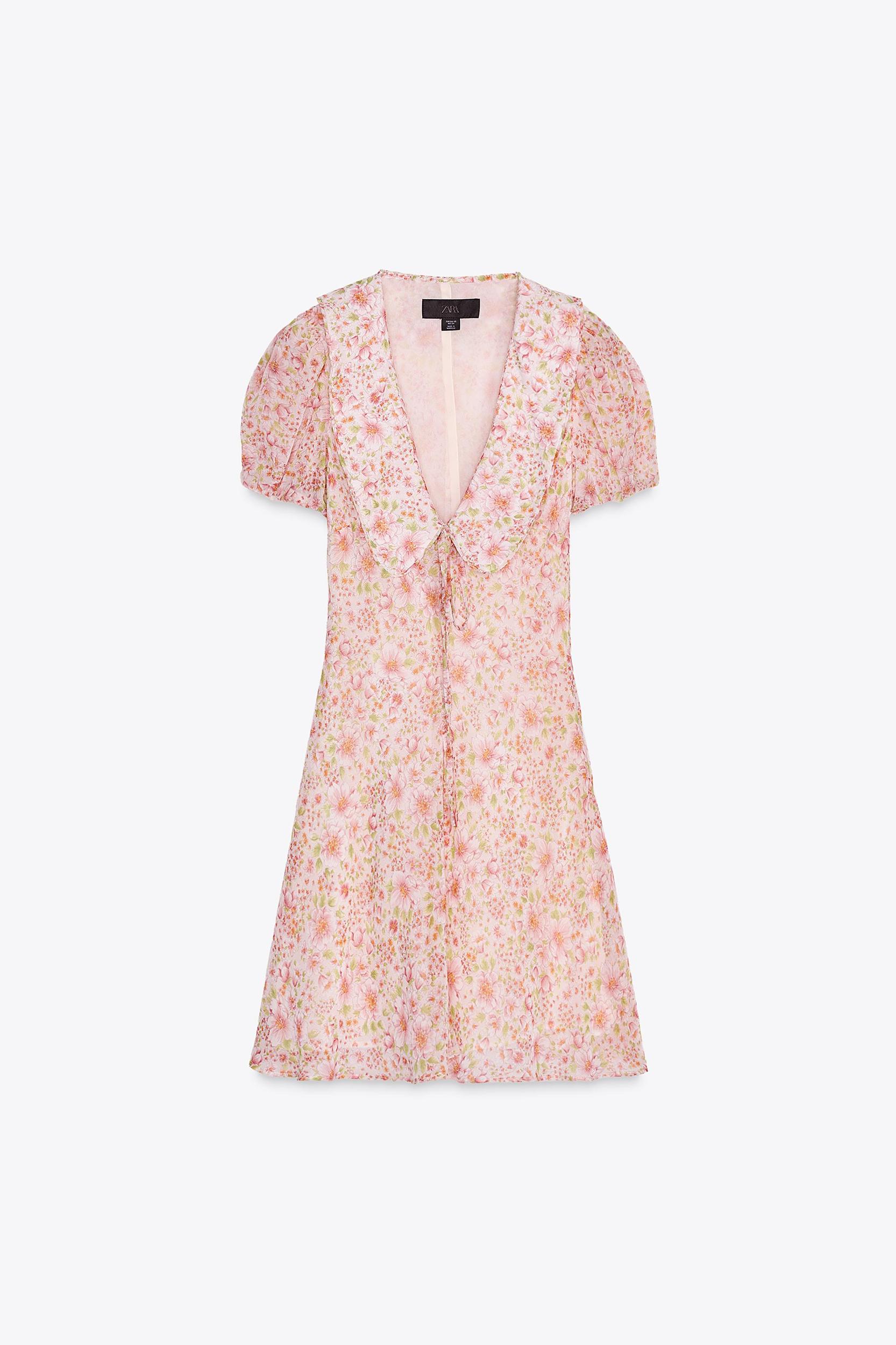 FLORAL PRINT SHORT DRESS WITH PETER PAN COLLAR Product Image