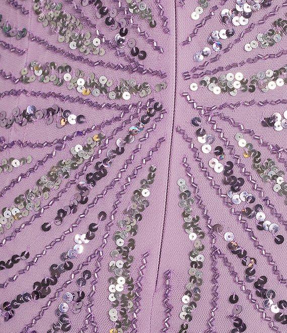 Jump Illusion Beaded Detail V-Neck Spaghetti Strap Side Slit Gown Product Image