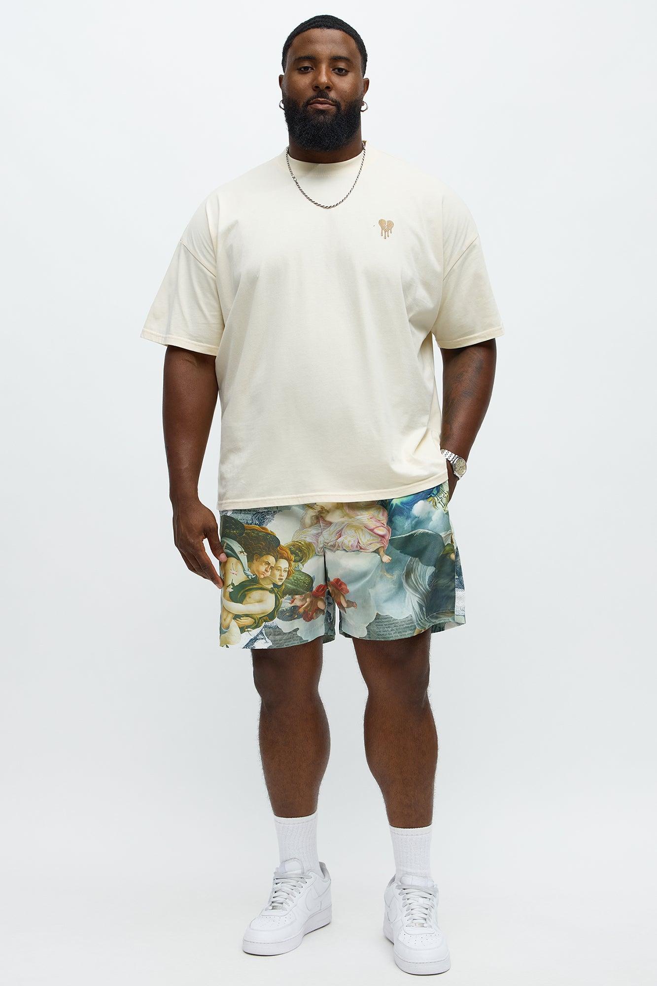 Relaxed Graphic Jersey Basketball Shorts - Multi Color Male Product Image