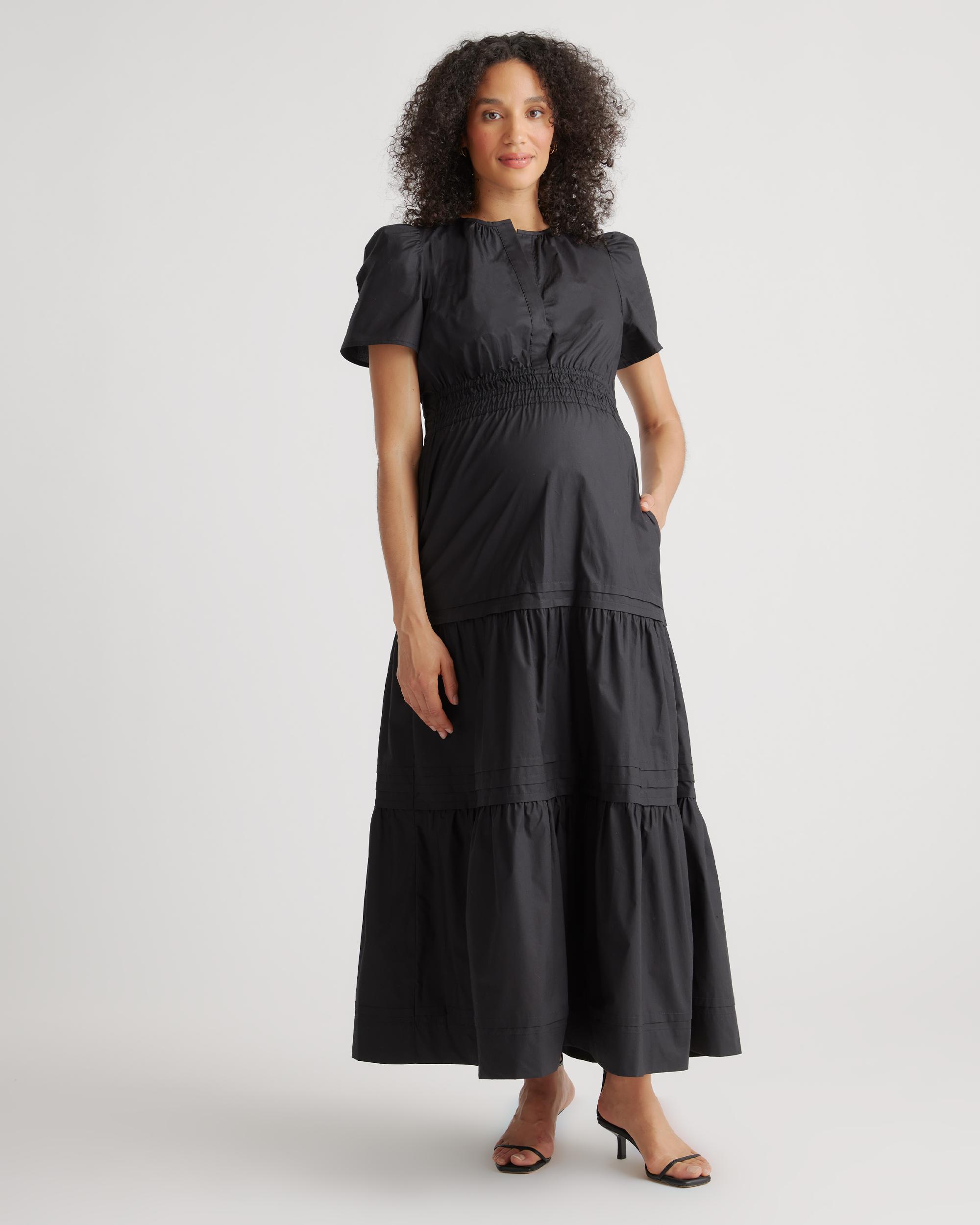 Quince | Women's Poplin Maternity Tiered Maxi Dress Organic Cotton Product Image