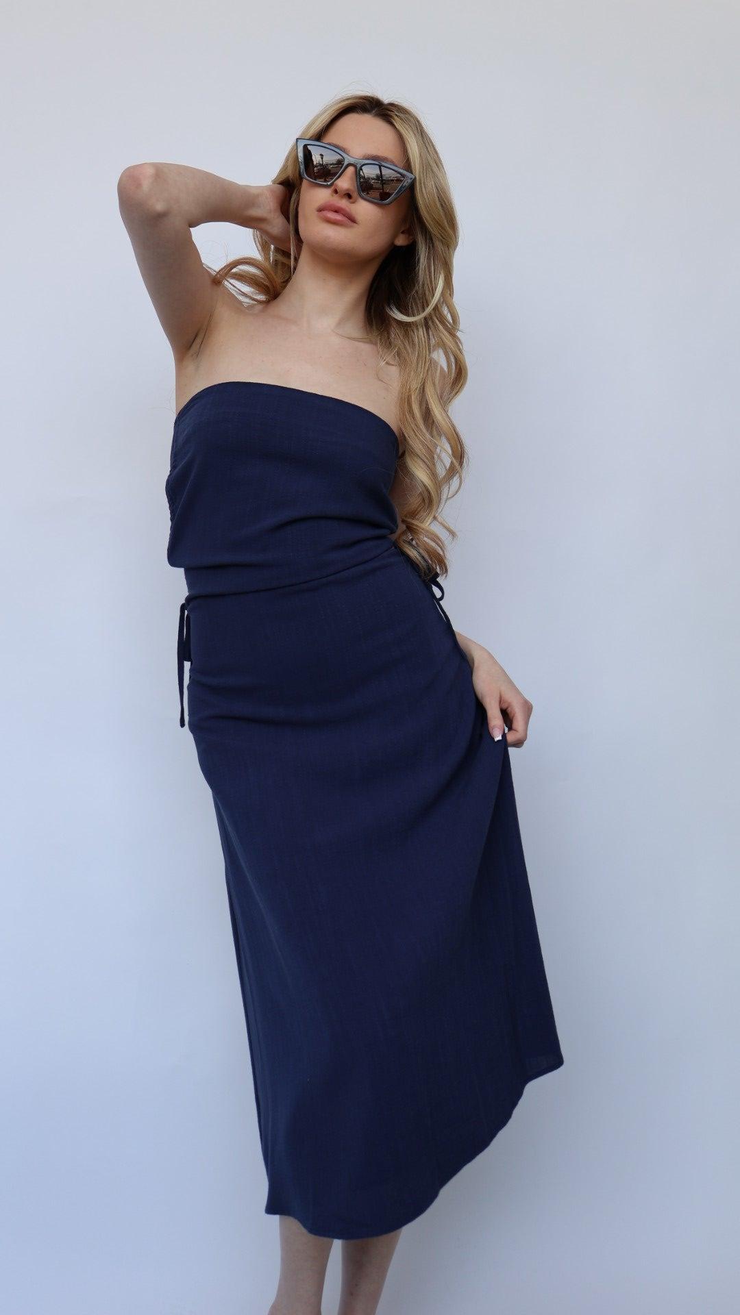 Side Ruched Tube Dress Product Image