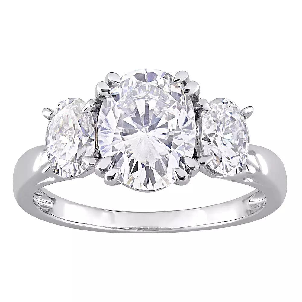 Stella Grace 10k White Gold Lab-Created Moissanite 3-Stone Engagement Ring, Women's, Size: 9 Product Image