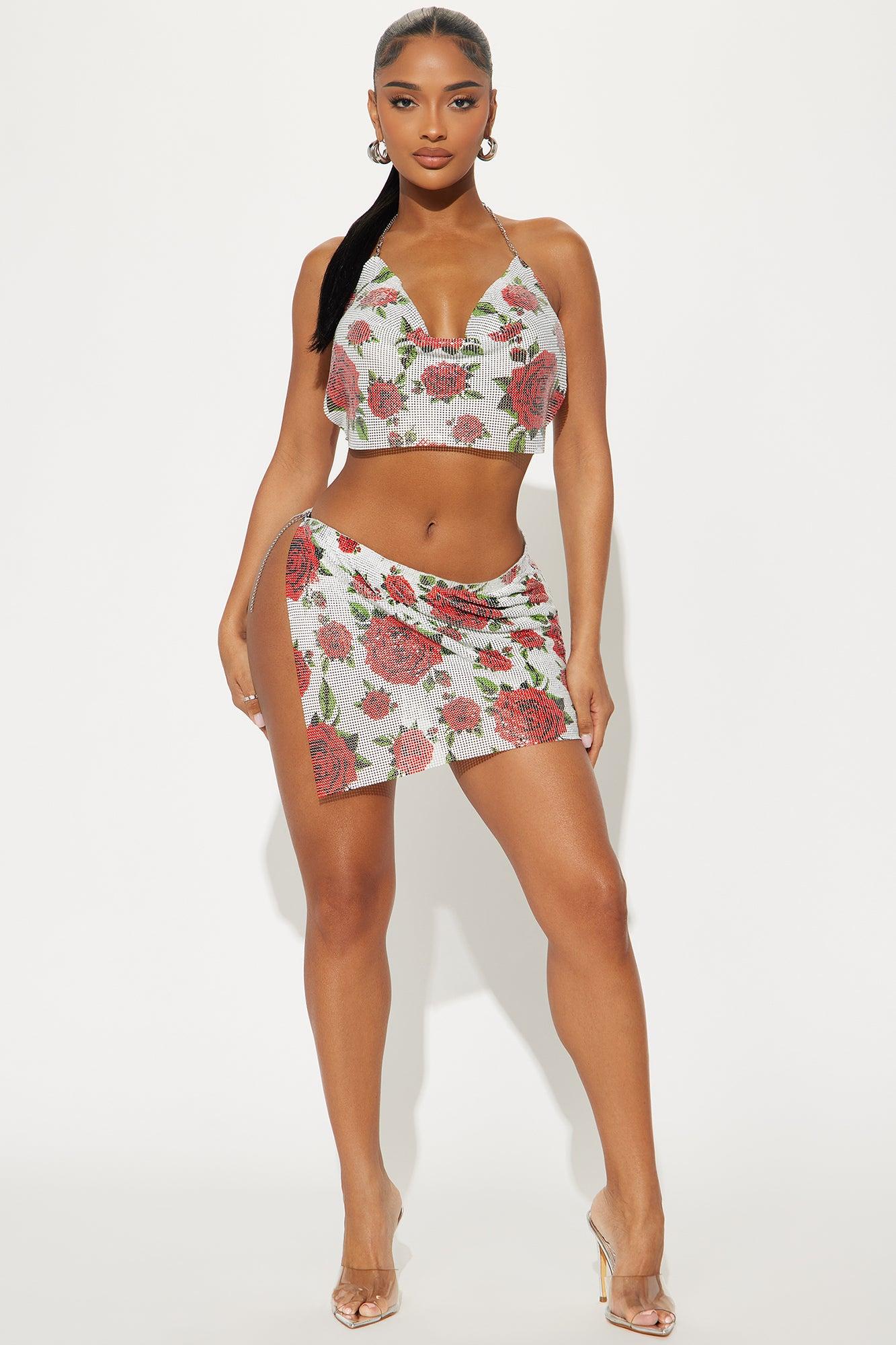 Here To Party Metal Skirt Set - Red/combo Product Image