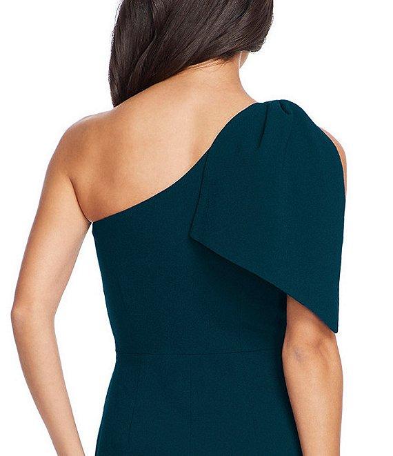 Dress the Population Tiffany One Shoulder Bow Detail Sleeveless Back Slit Midi Sheath Dress Product Image