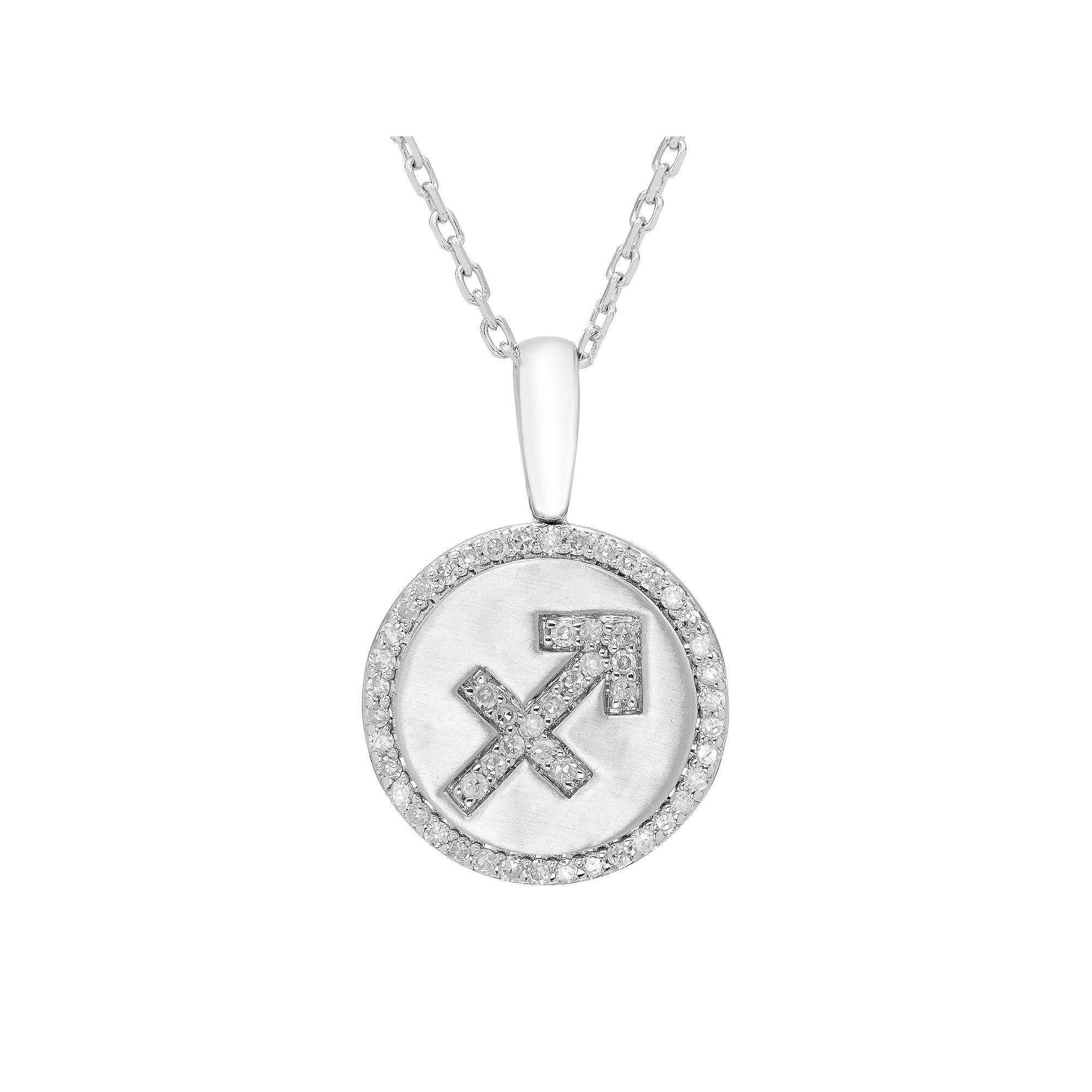 It's Personal Sterling Silver 1/6 Carat T.W. Diamond Zodiac Sign Necklace, Women's, Size: 16-18" ADJ, Cancer Product Image