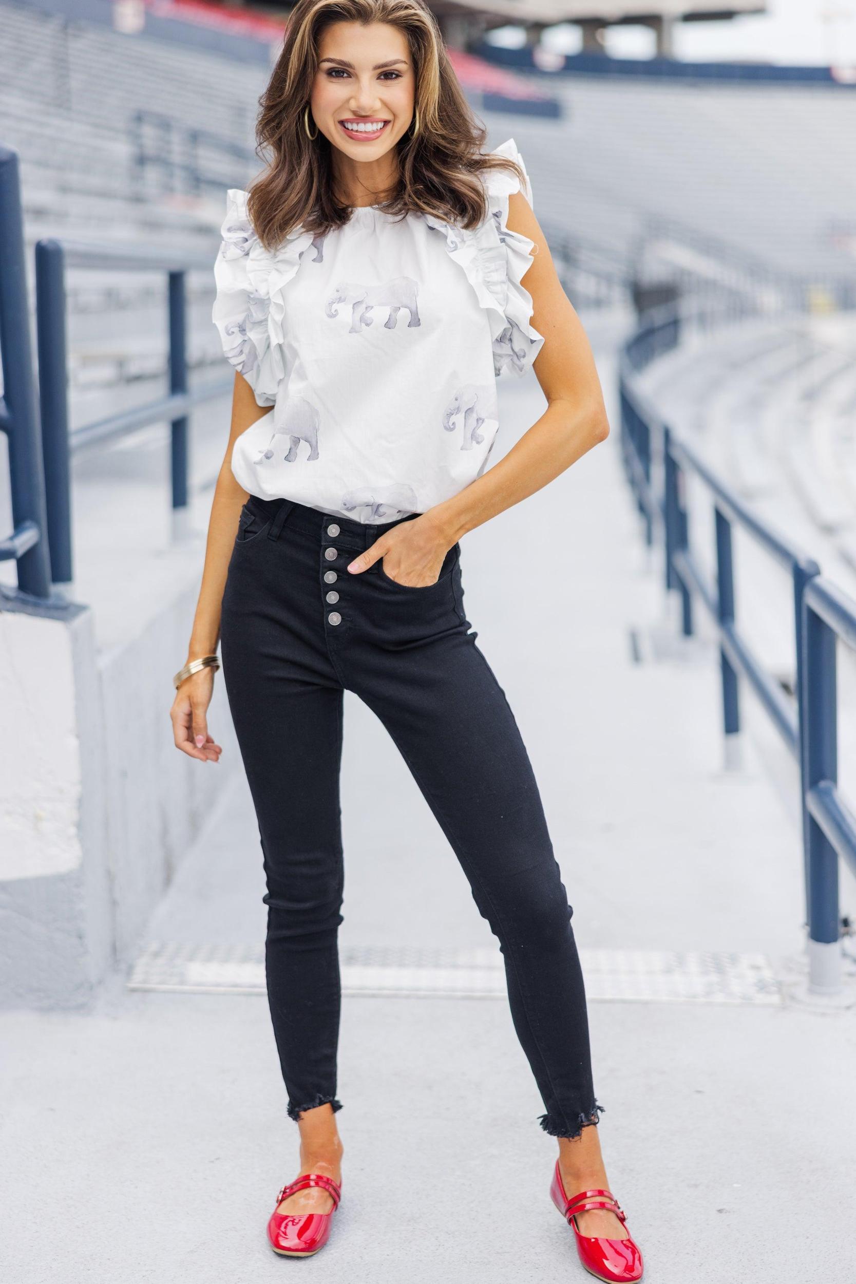 Listen To Your Heart White Elephant Ruffled Blouse Female Product Image