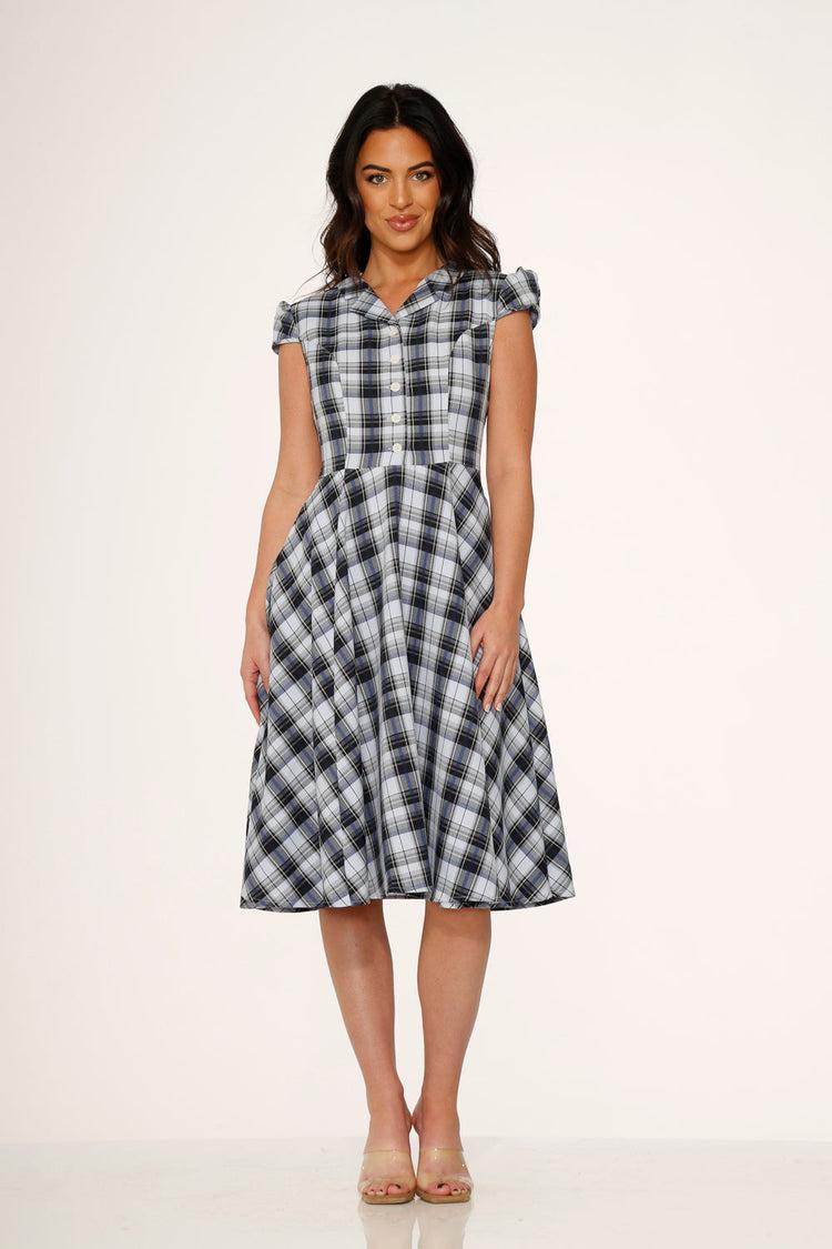 Blue Plaid Swing Dress Product Image