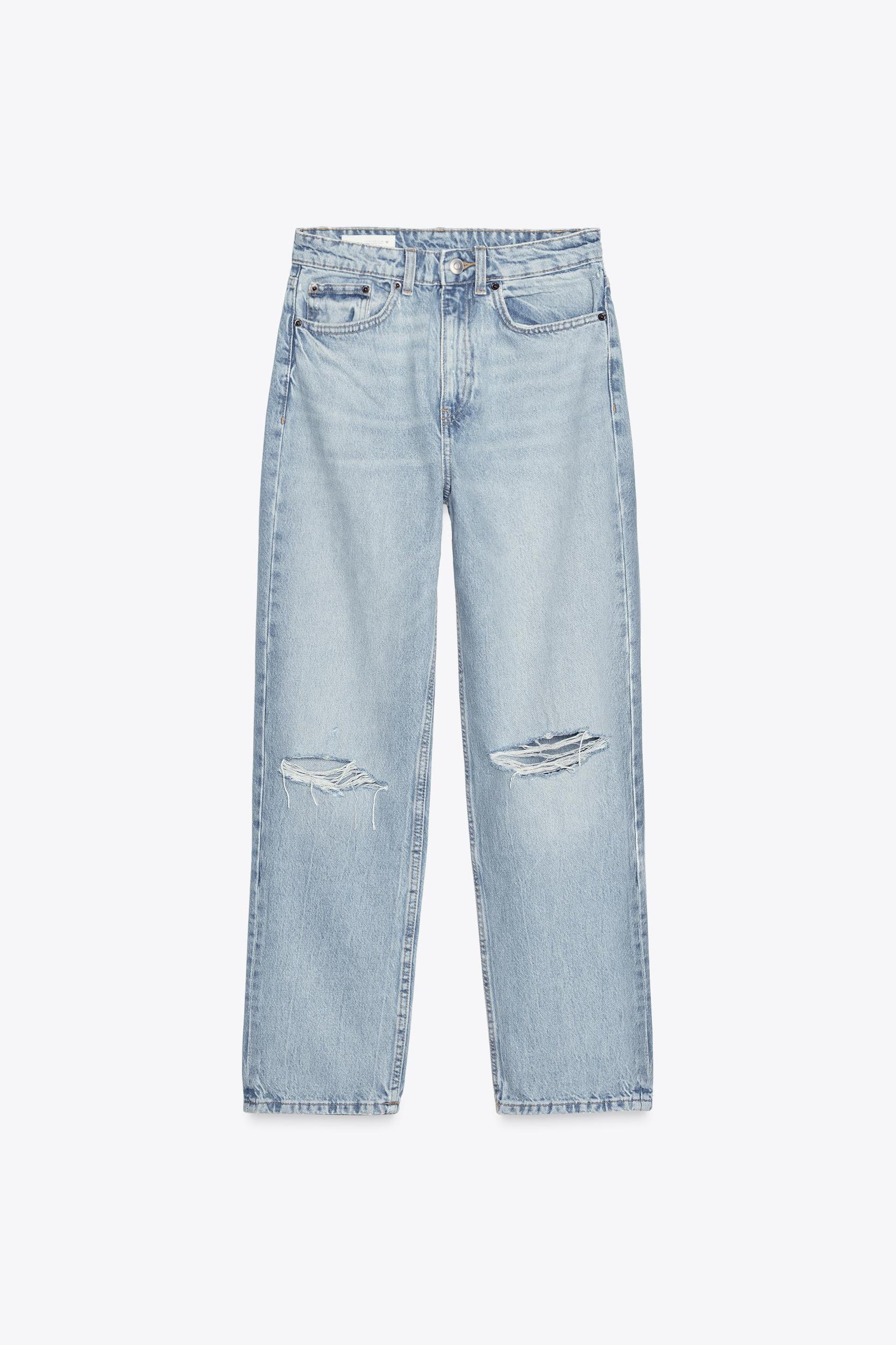 HIGH-WAIST RIPPED MOM FIT JEANS Product Image