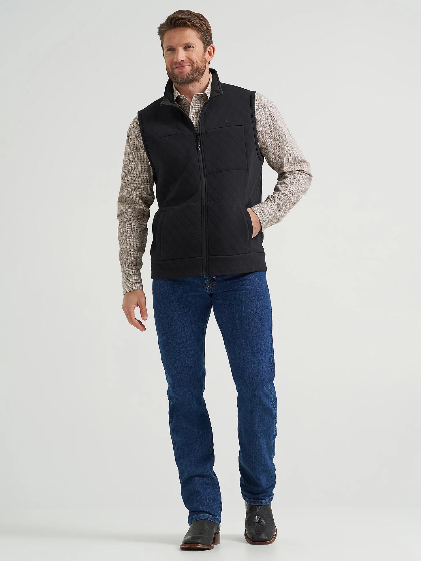 Men's George Strait Zip Front Solid Knit Vest in Tan Product Image