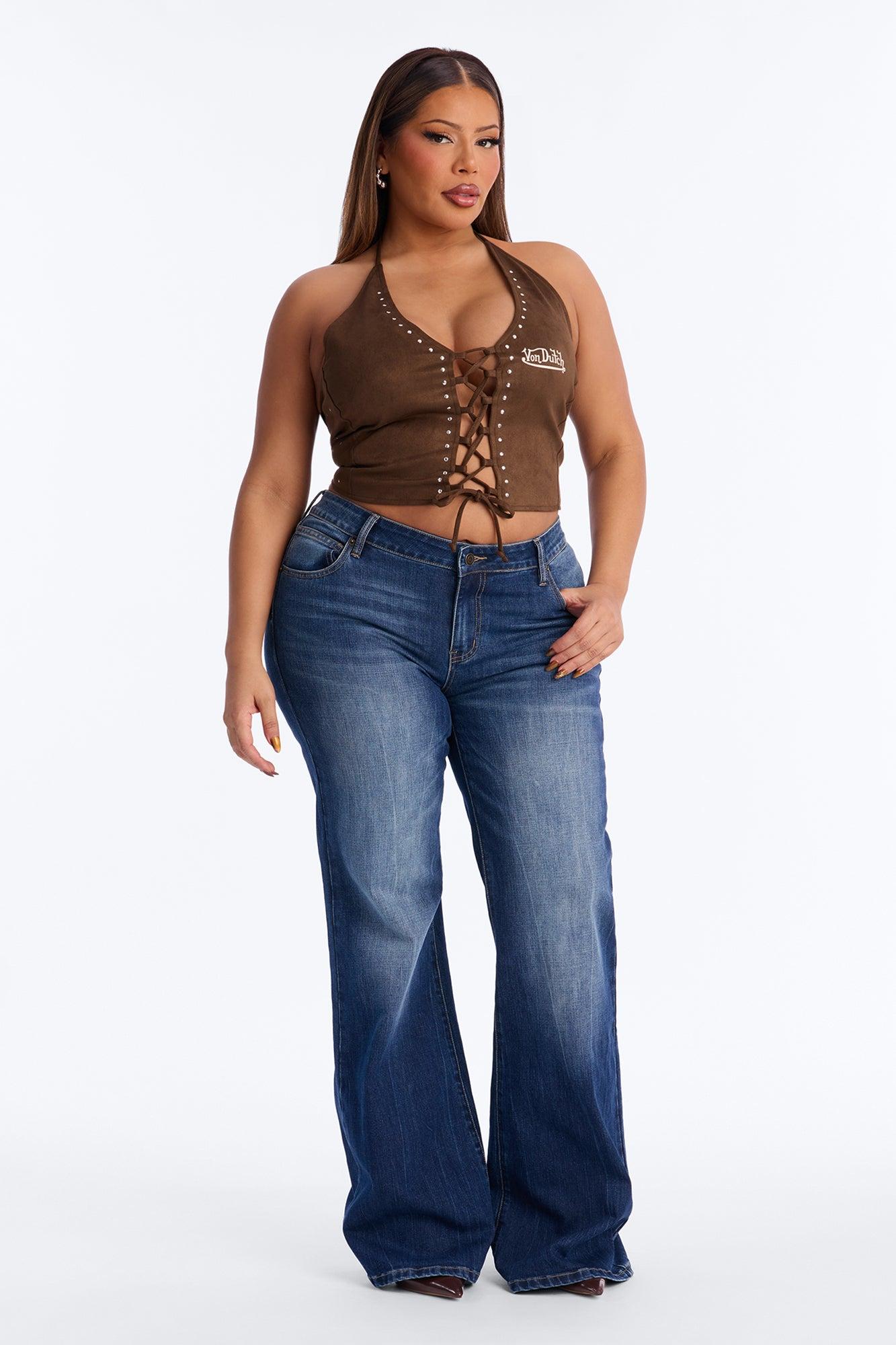 Von Dutch Wild Faux Suede Halter Top - Brown Female Product Image