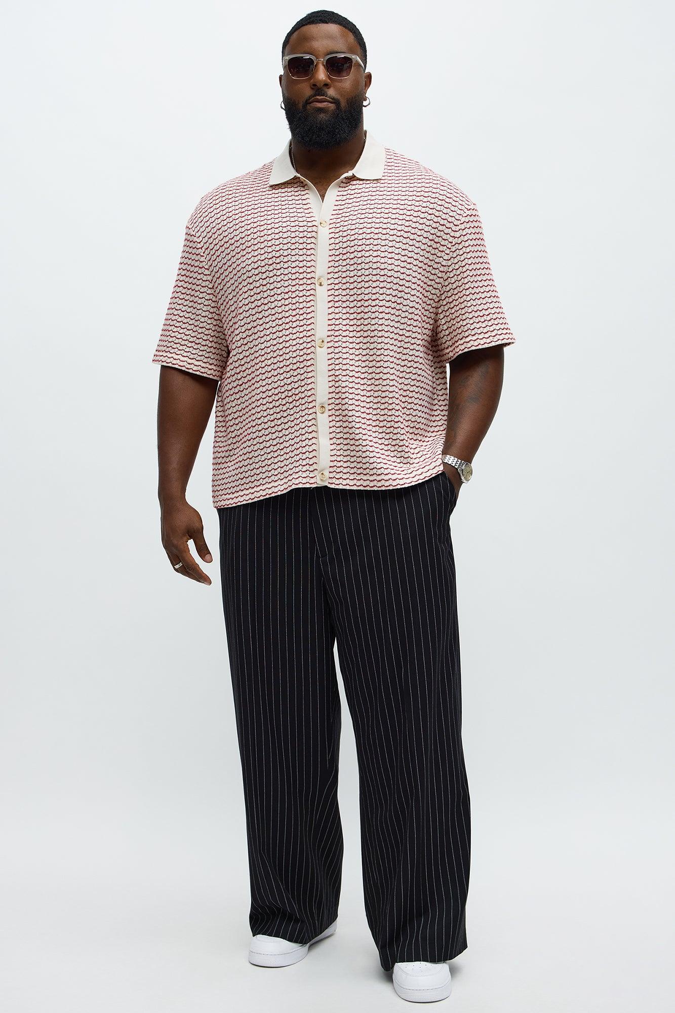 Regular Fit Color Block Button up Sweater Shirt - Cream/combo Male Product Image