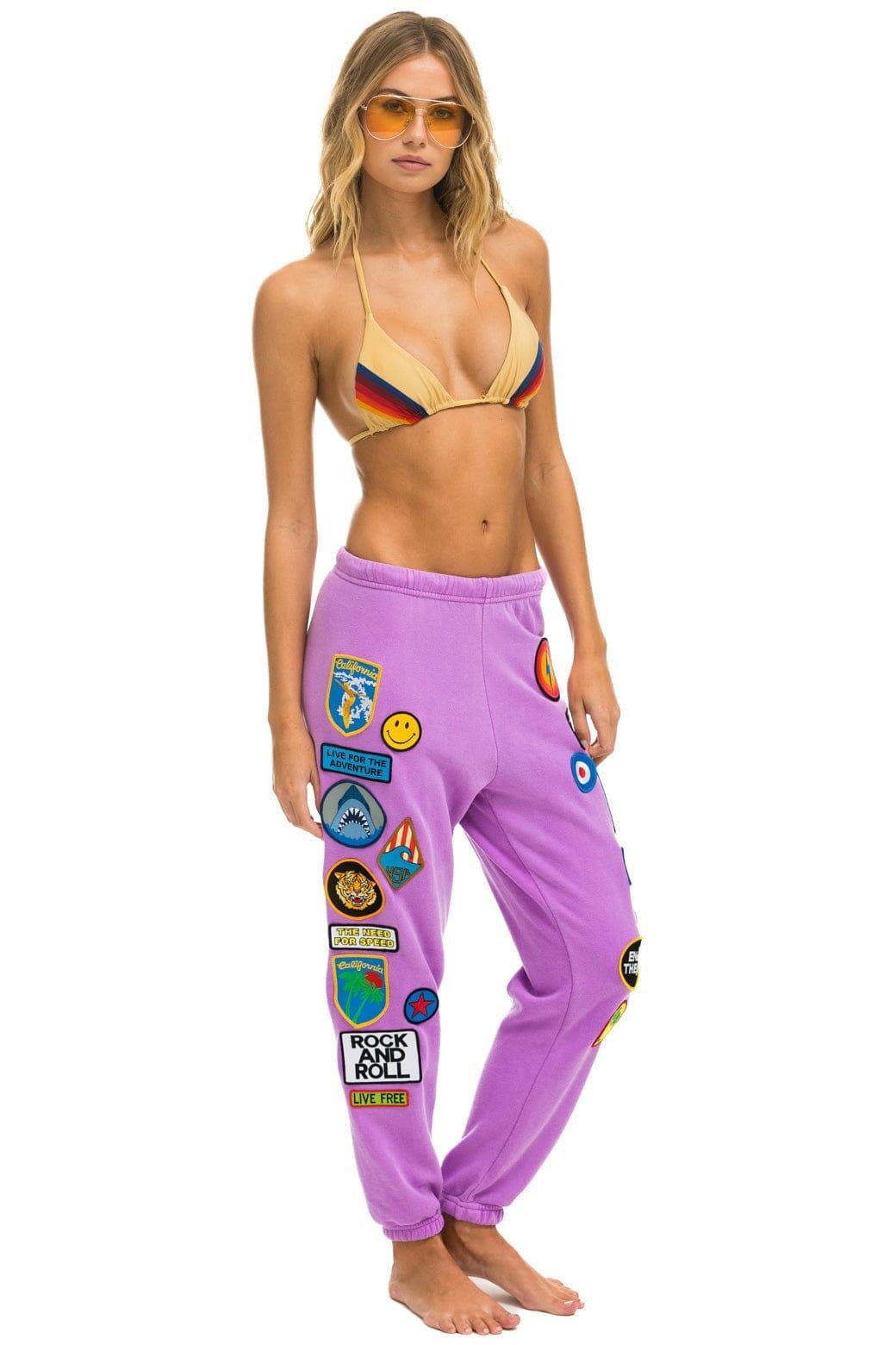 VINTAGE PATCH SWEATPANTS - NEON PURPLE Female Product Image