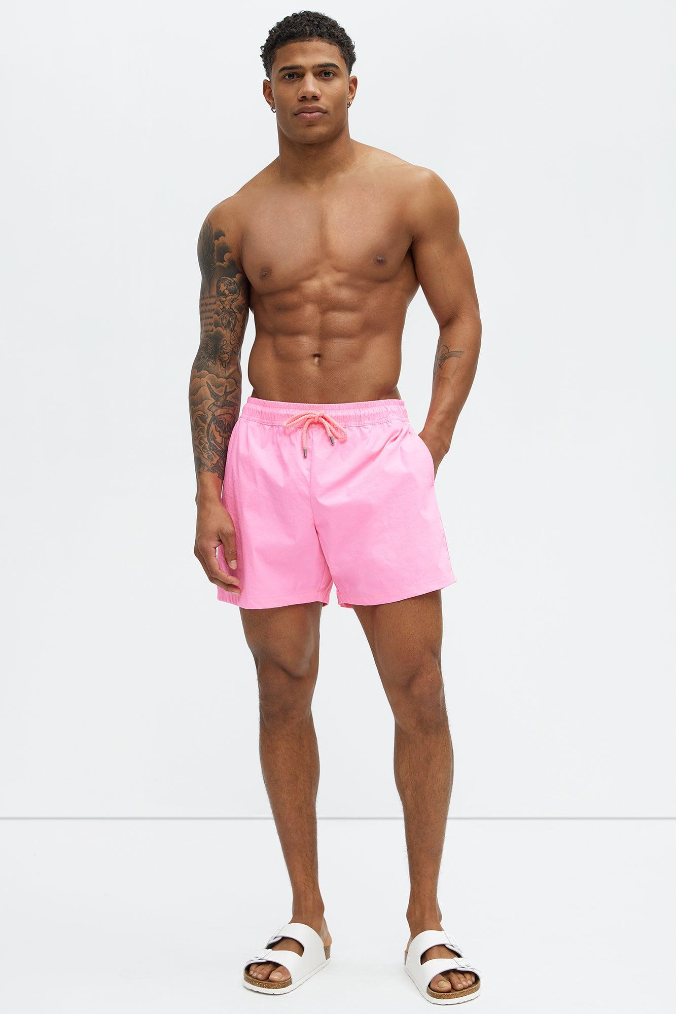 Side Taping Swim Mid Trunk - Pink Product Image