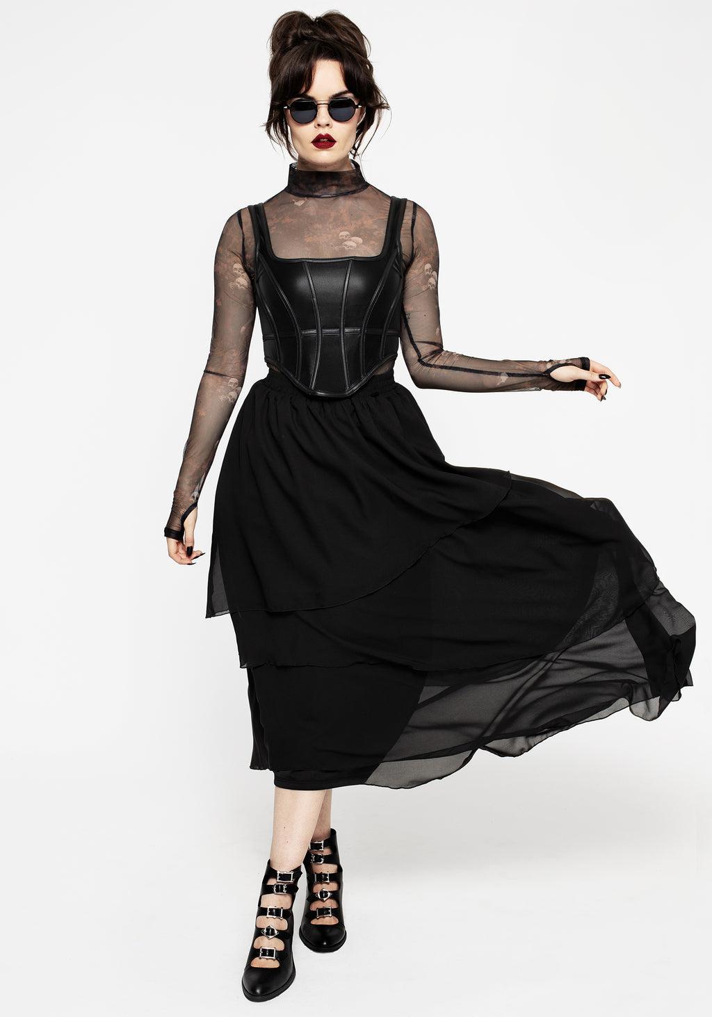 Ashen Faux Leather Zip Corset Top Product Image