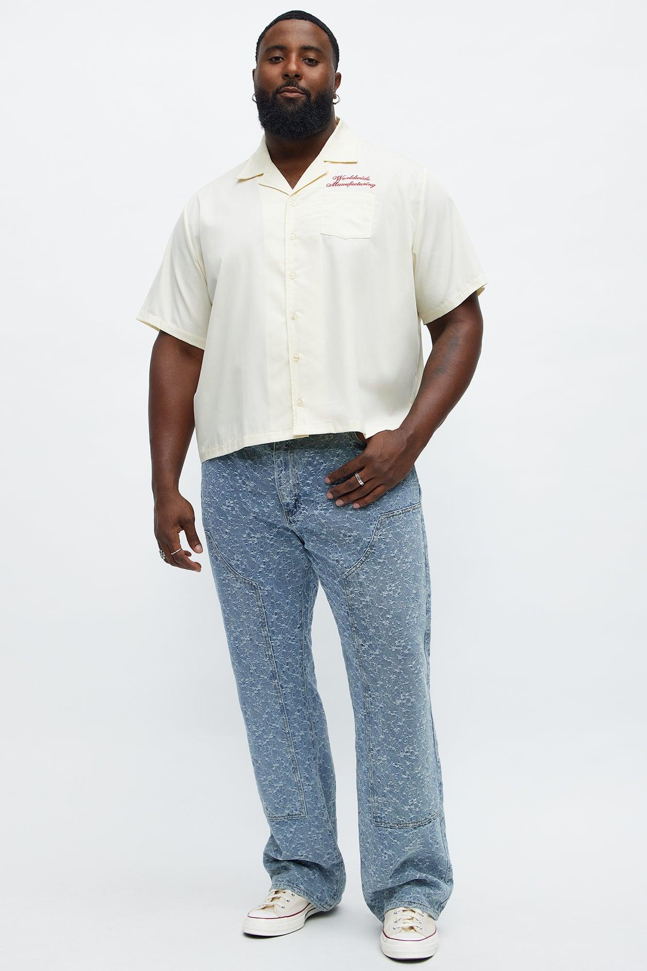 Stacked Slim Flare Frosty Jacquard Carpenter Jeans - Light Blue Wash Product Image