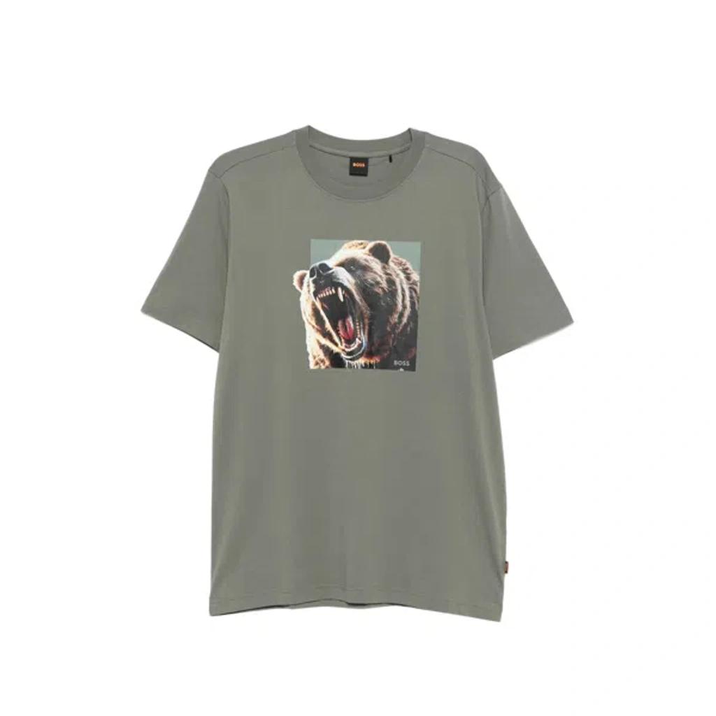 HUGO BOSS Dobermann Bear-graphic T-shirt In Green Product Image
