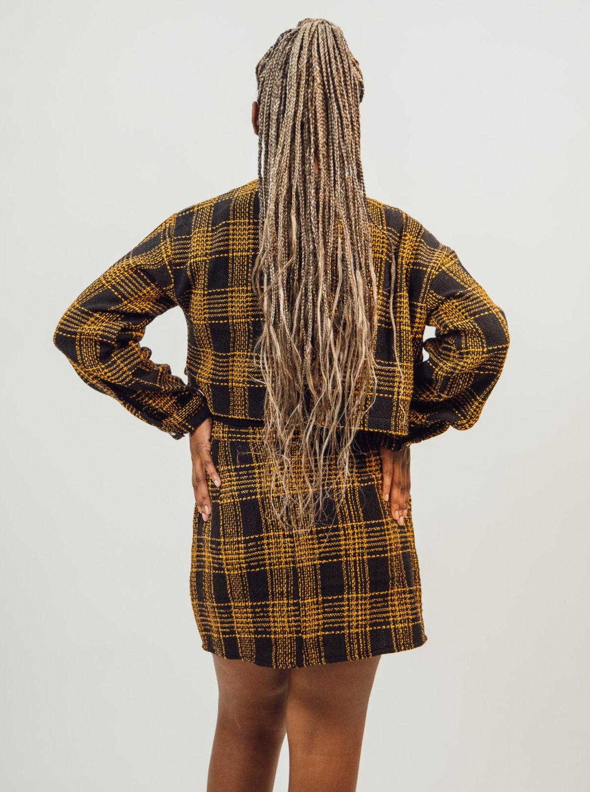 Native Youth OFI Mini Skirt in Check Boucle - Black Product Image