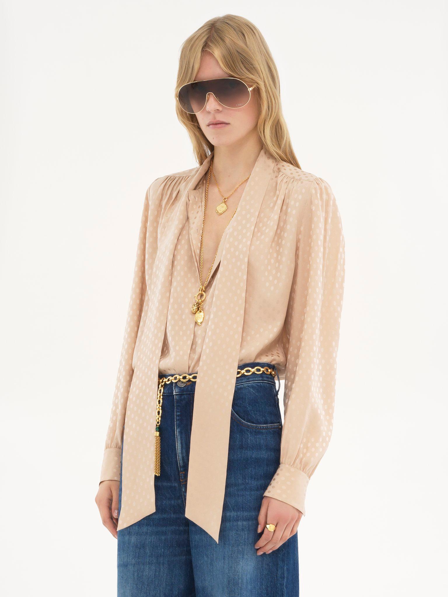 Lavallière blouse in silk jacquard Product Image