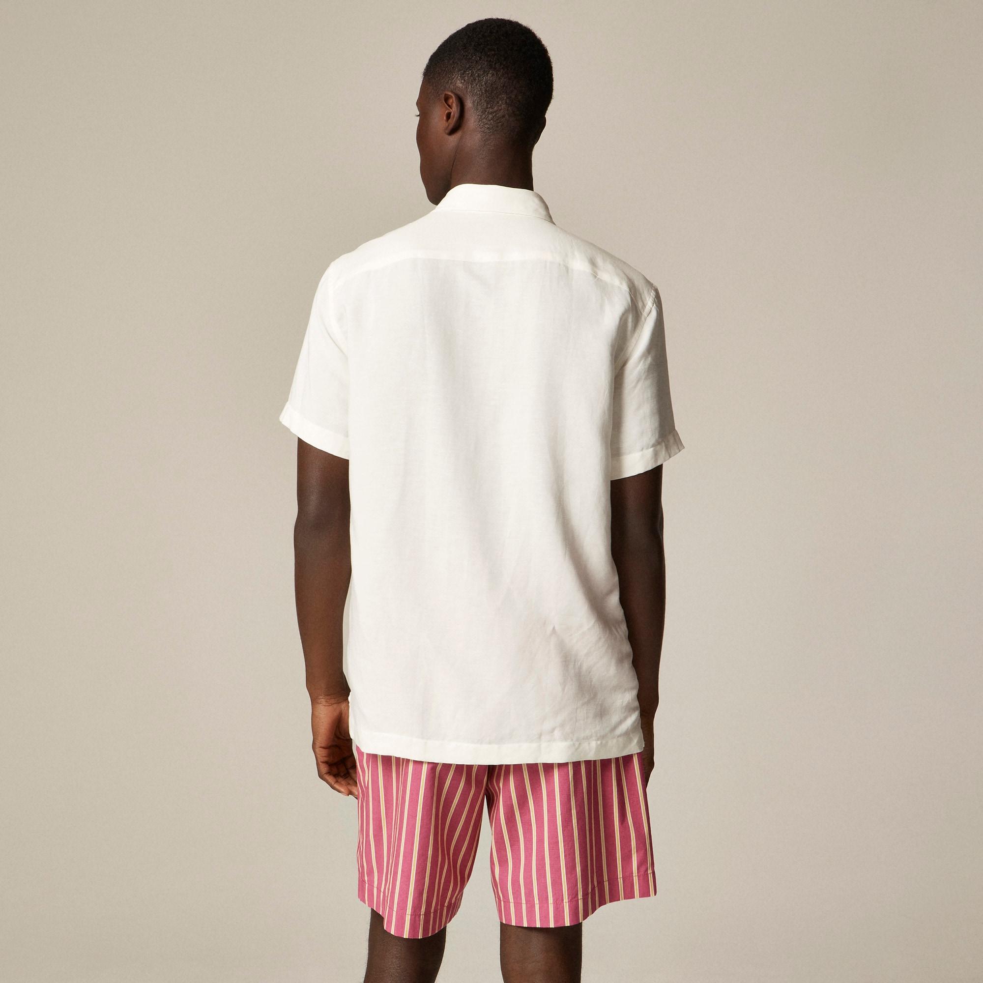 Short-sleeve viscose-linen blend shirt Product Image