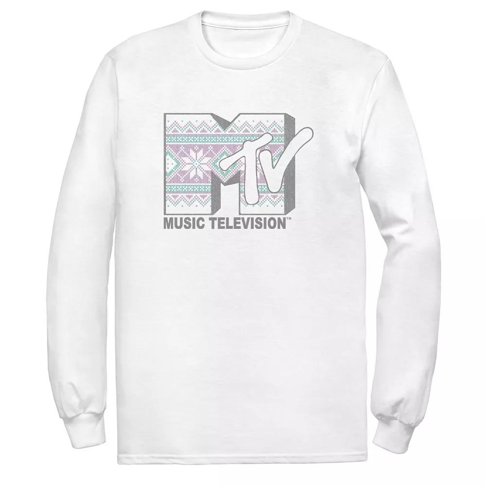 Men's MTV Stitched Logo Tee, Size: XL, White Product Image