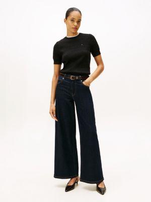 Short-Sleeve Cable Knit Sweater Product Image