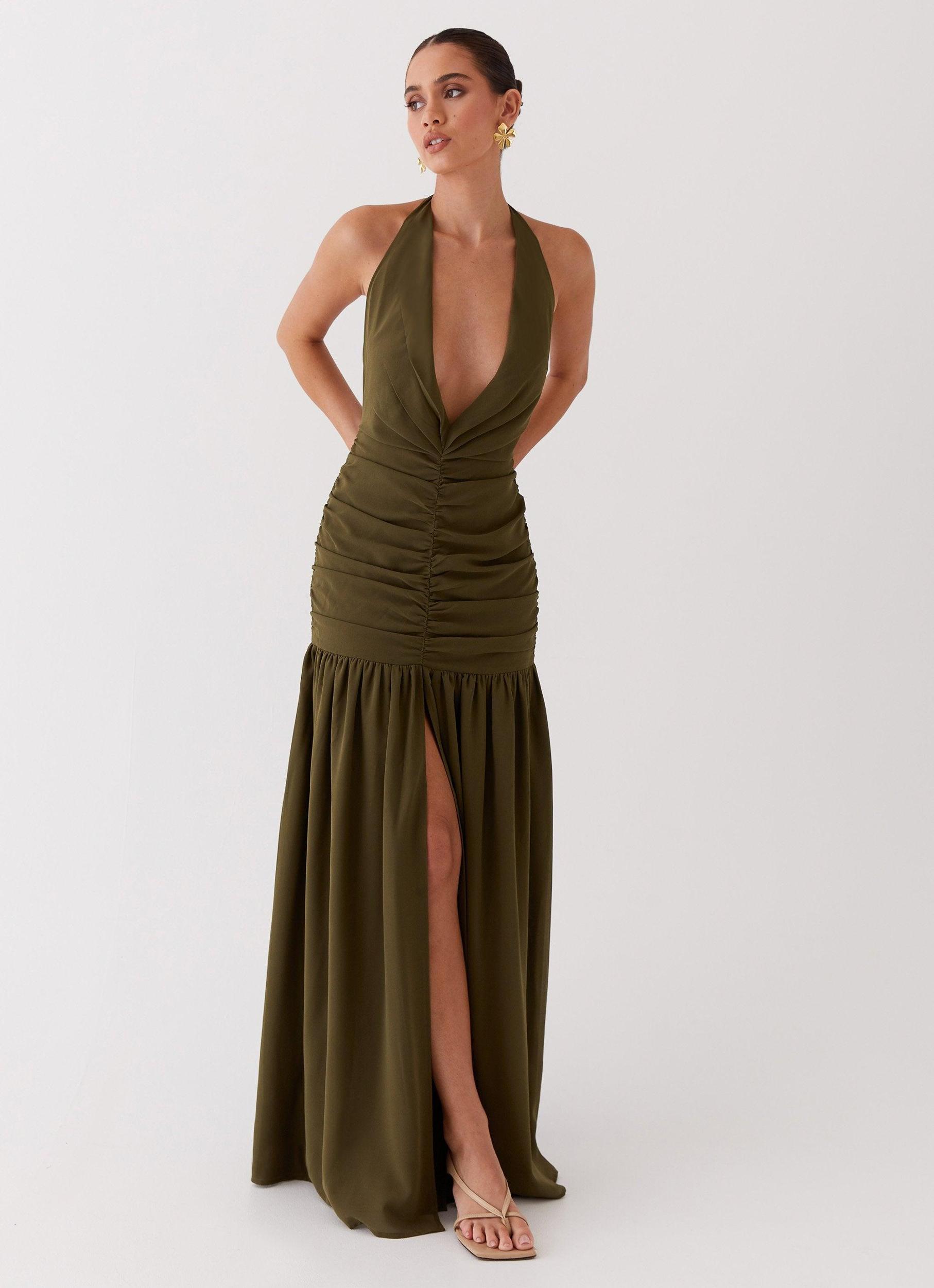 Truly In Love Maxi Dress - Khaki Product Image