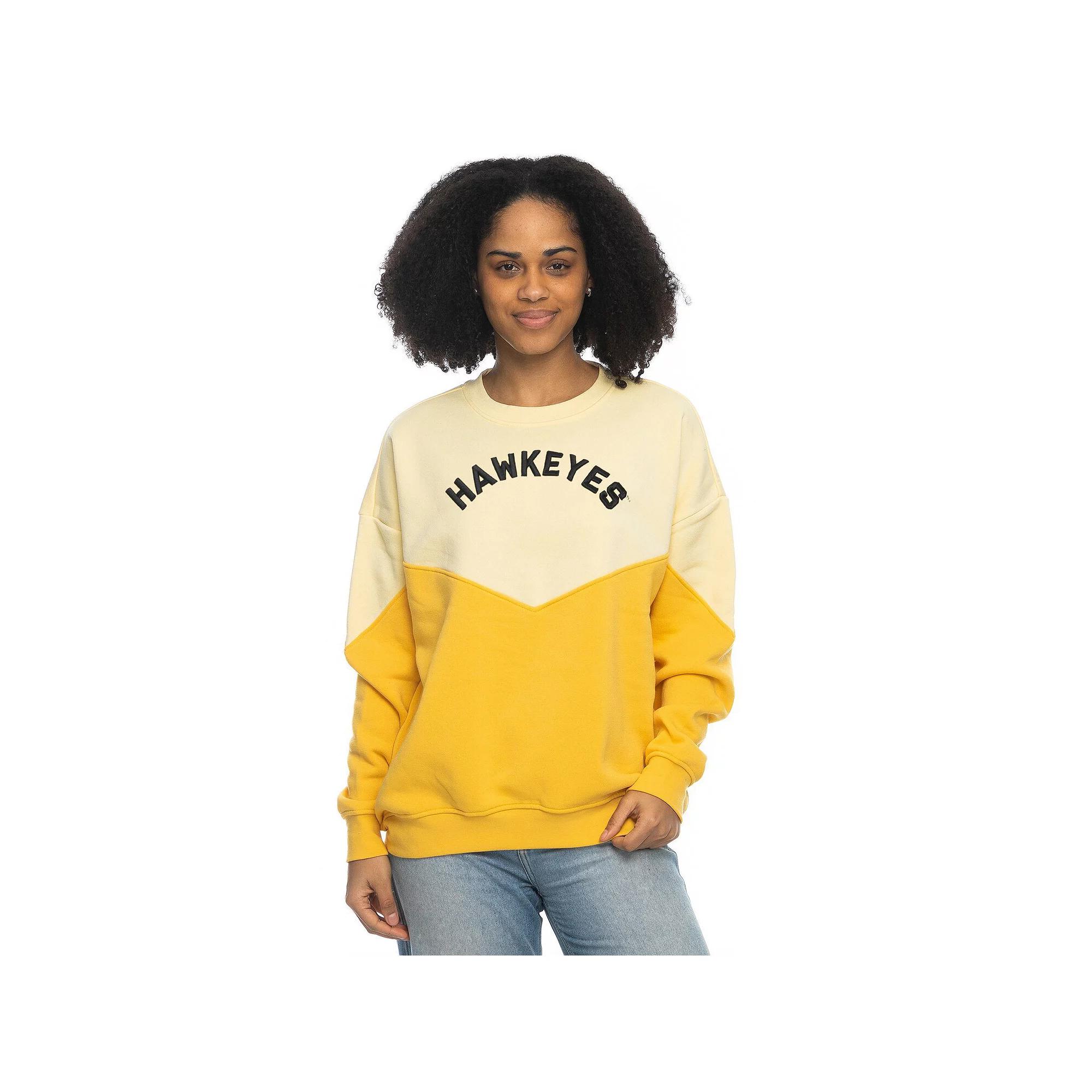 Women's ZooZatz Cream Iowa Hawkeyes Bestie Oversized Pullover Sweatshirt, Size: Large, Beige Product Image