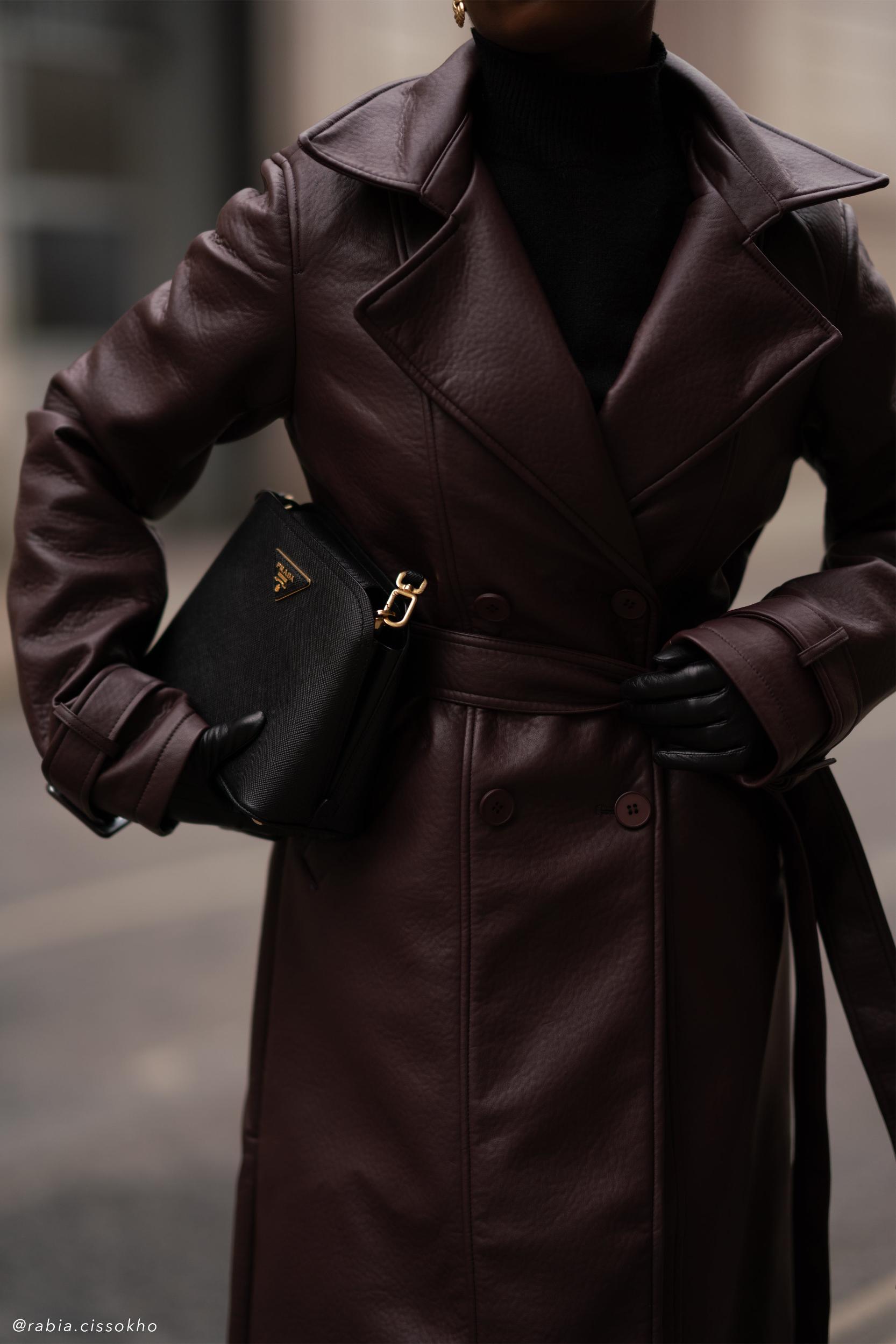 Tarah Faux Leather Trench Coat - Cacao Brown Product Image