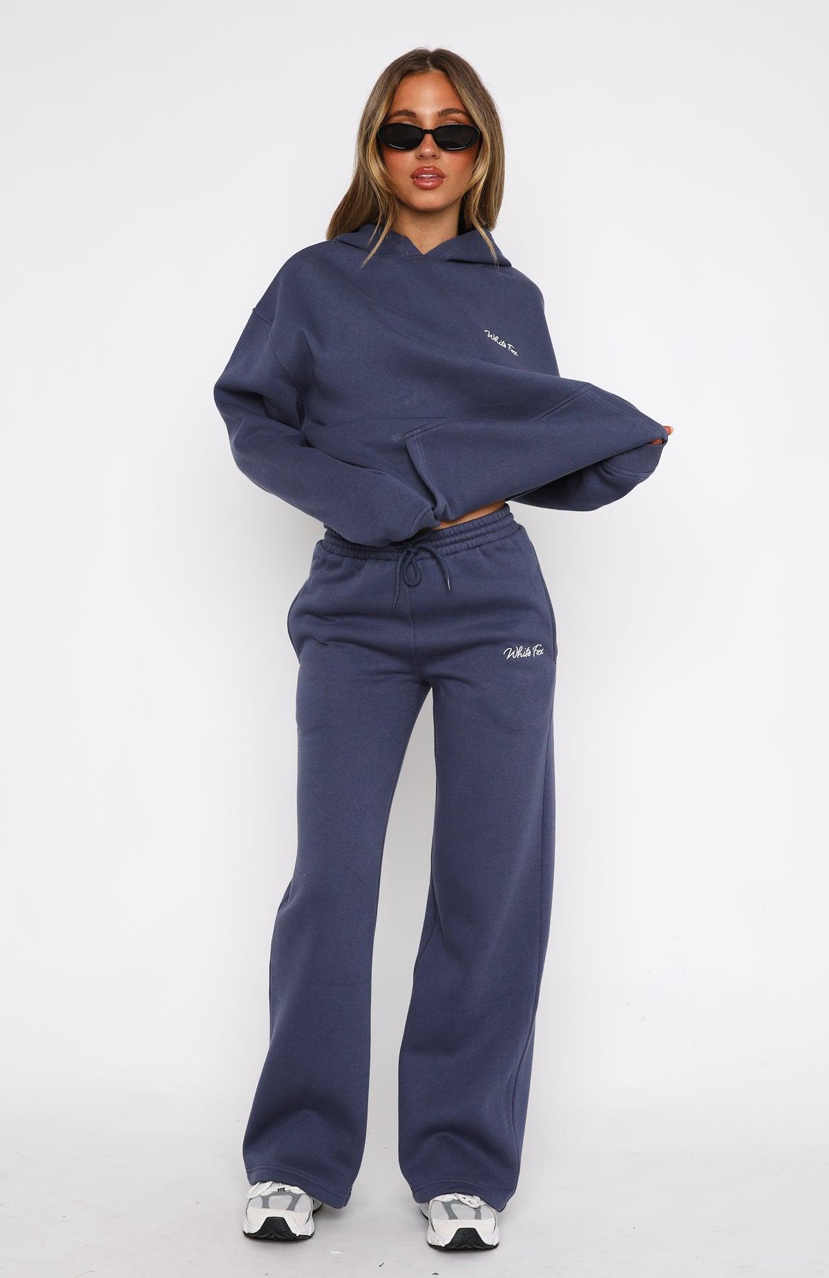 Match Your Words Wide Leg Sweatpants Navy Product Image