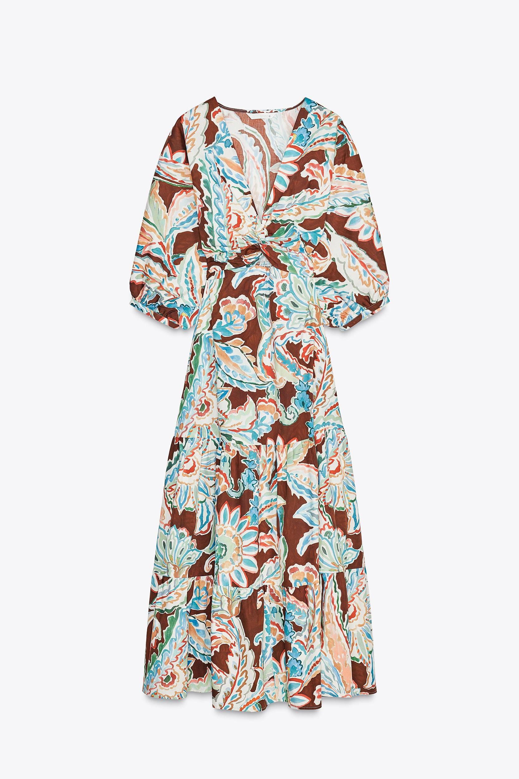 PRINTED POPLIN TIE DRESS Product Image