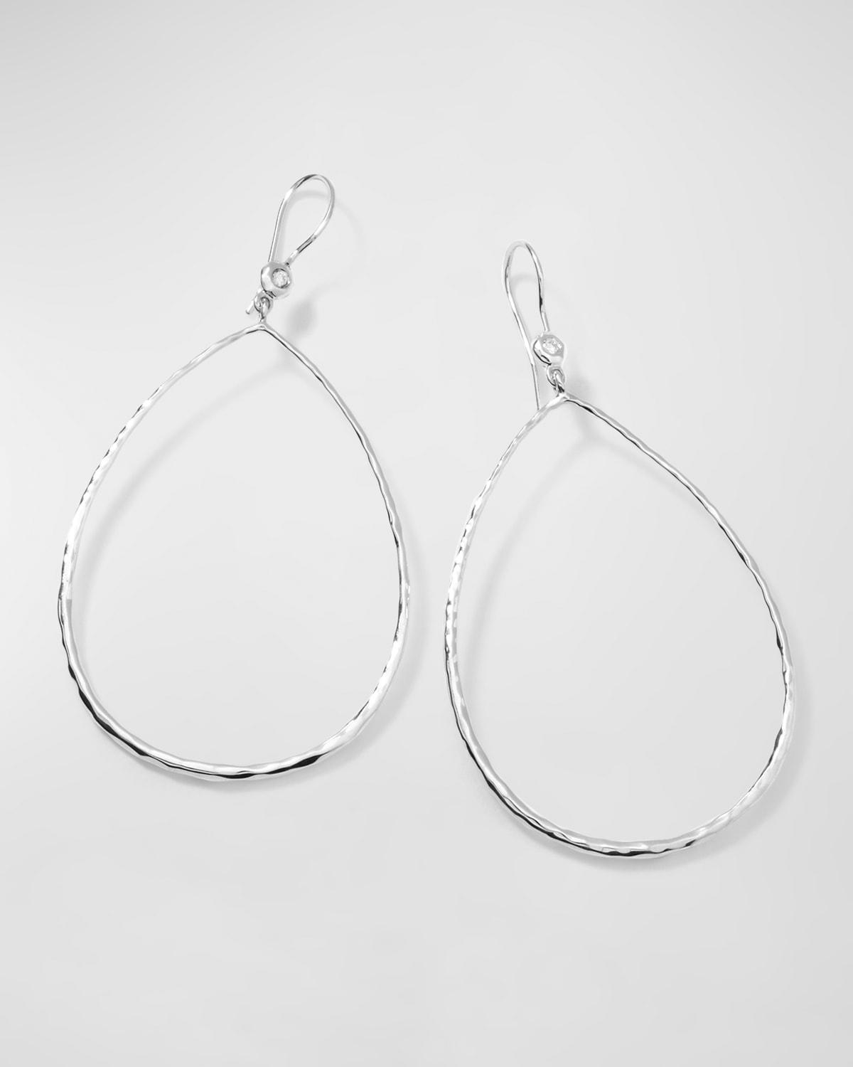 Hammered Teardrop Earrings in Sterling Silver with Diamonds Product Image